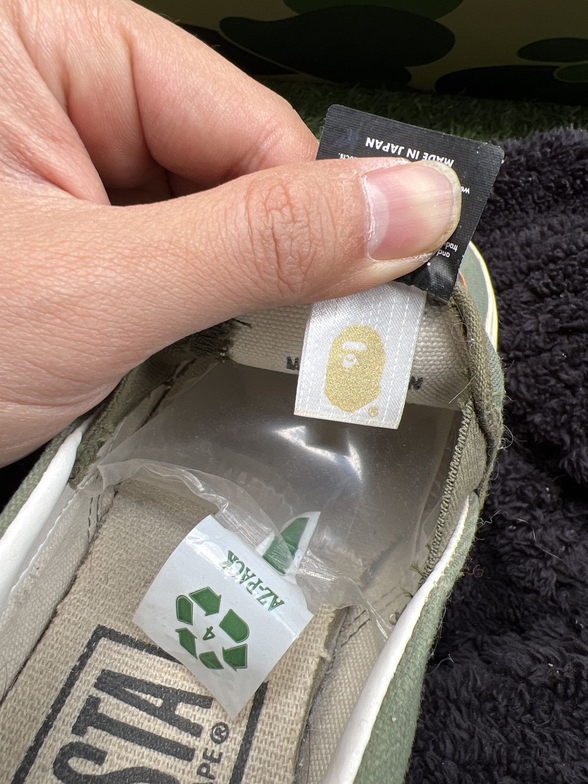 Bape Rare 💥Bape Slip On Tiger Green Olive Made in Japan Size US 9 / EU 42 - 7 Thumbnail