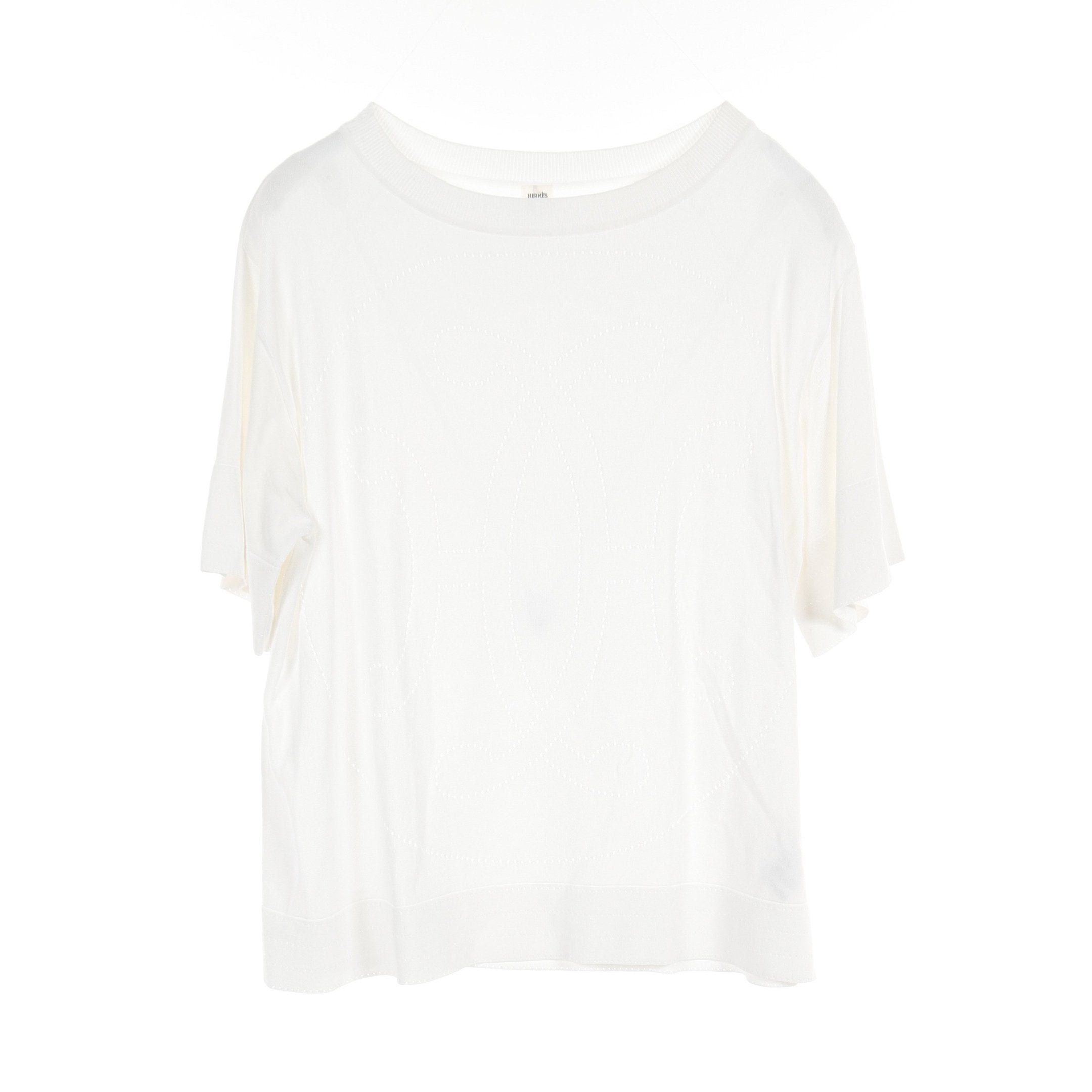 image of Hermes H Lift Knit Short Sleeve Rayon White, Women's
