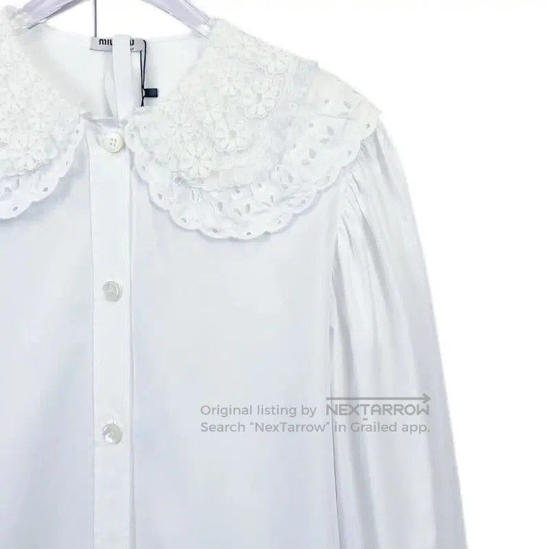Miu Miu Miu Miu White Cotton Long Sleeve Shirt . Size S / US 4 / IT 40 - 2 Thumbnail