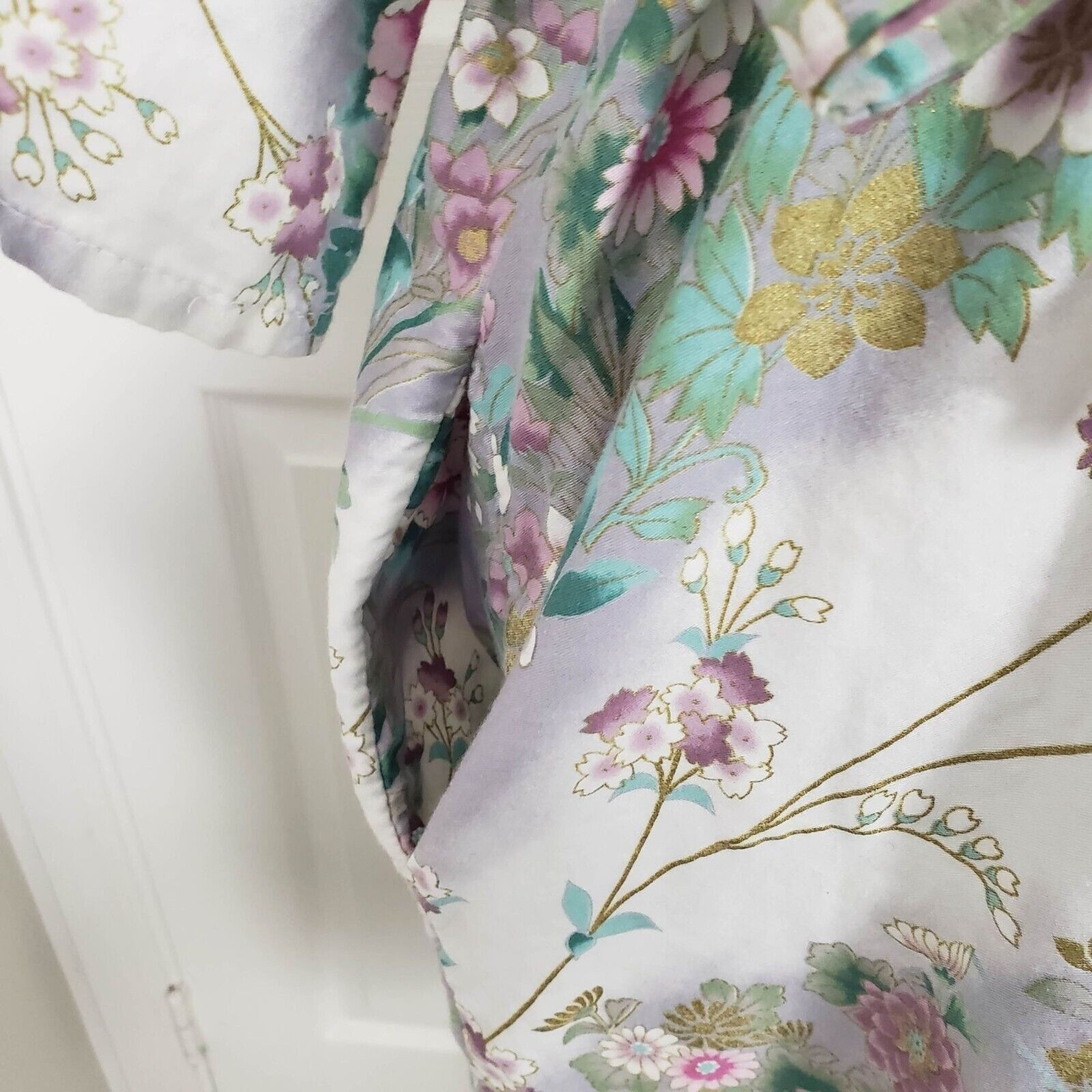 Designer Japanese Floral Robe Womens Size Medium Kimono Cotton Belted Size M / US 6-8 / IT 42-44 - 4 Thumbnail
