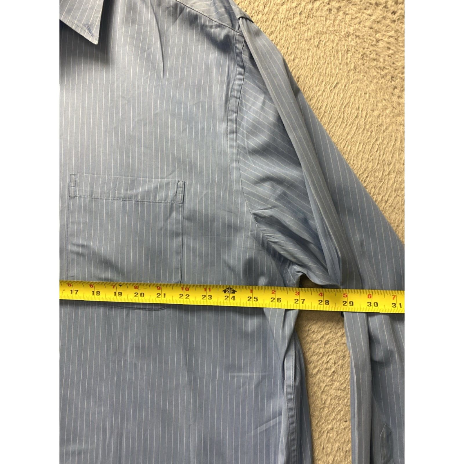 Roundtree & Yorke Roundtree & Yorke Button-Down Shirt Mens 2XT Blue Long Sleeve Striped Non-Iron Regular Size US XXL / EU 58 / 5 - 5 Thumbnail