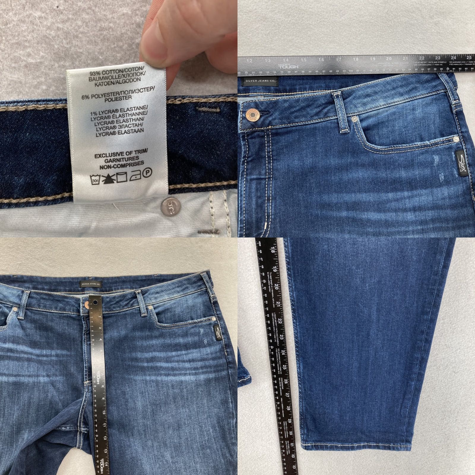 Silver Jeans Co. Silver Jeans Womens Plus 24 Boyfriend Blue Indigo Stretch Denim Grunge Western Jeans Size 42" / US 20 - 8 Thumbnail