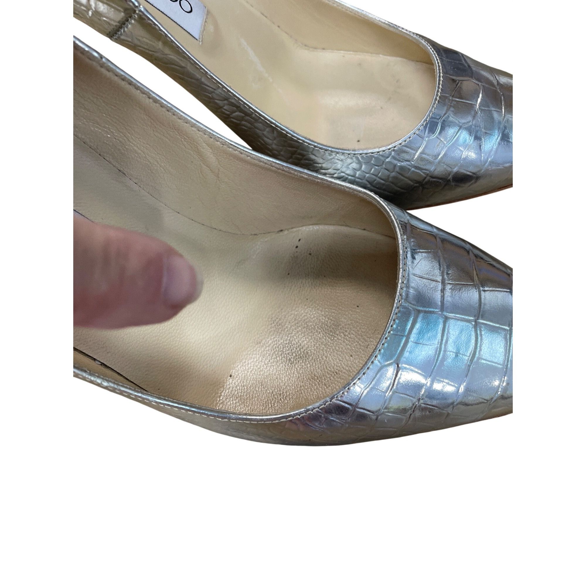 Jimmy Choo Jimmy Choo London womans silver croc pattern stilleto 4.5" h Size US 9.5 / IT 39.5 - 17 Thumbnail