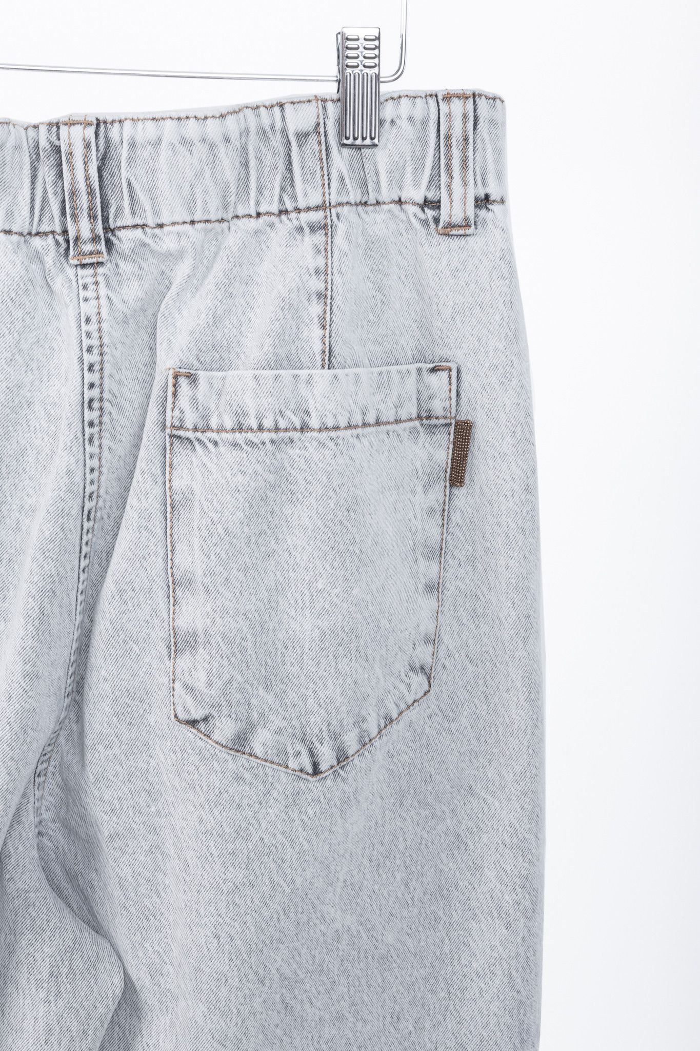 Brunello Cucinelli Brunello Cucinelli Acid-Wash Elastic-Waist Wide-Leg Jeans Size 34" / US 12 / IT 48 - 7 Thumbnail