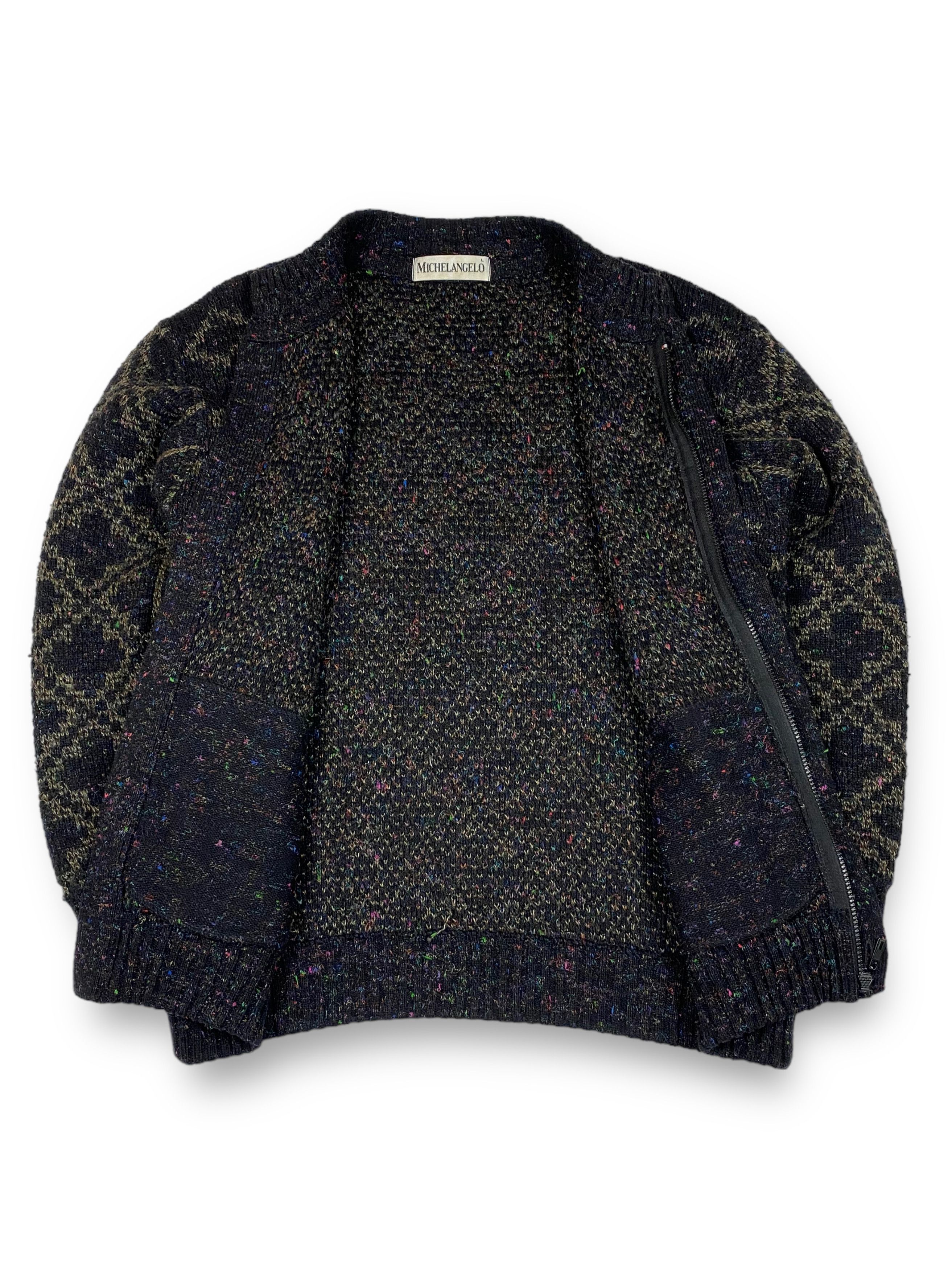 Vintage 90s Vintage MICHELANGELO Crazy Pattern Zip Sweater M711 Size US XL / EU 56 / 4 - 7 Thumbnail