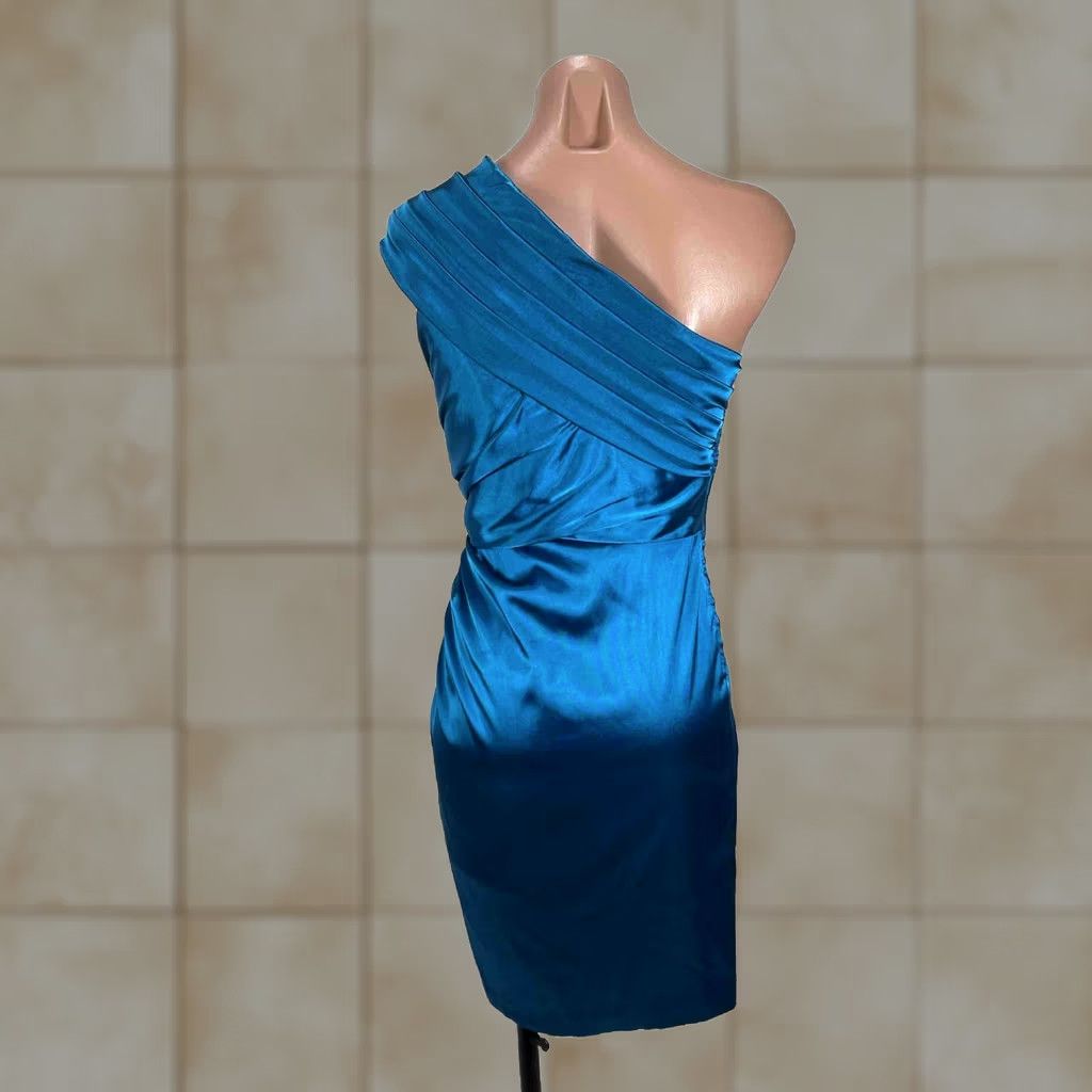 Adrianna Papell Adrianna Papell Satin One Shoulder Evening Dress sz 2 Formal Shiny Bright Blue Dress Size XS / US 0-2 / IT 36-38 - 1 Thumbnail