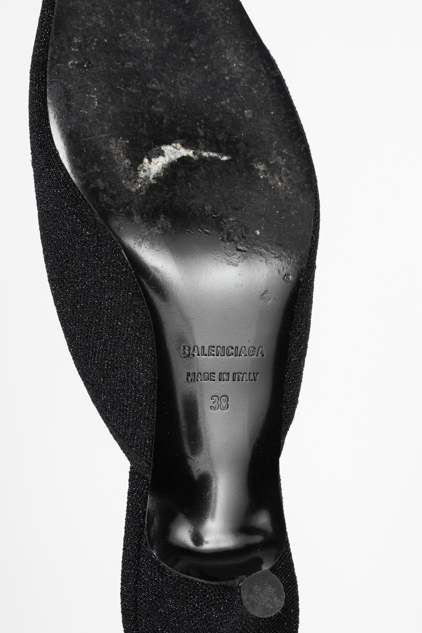 Balenciaga Balenciaga Black Glitter Knit Pointed-Toe Knife Mules Size US 7.5 / IT 37.5 - 5 Thumbnail