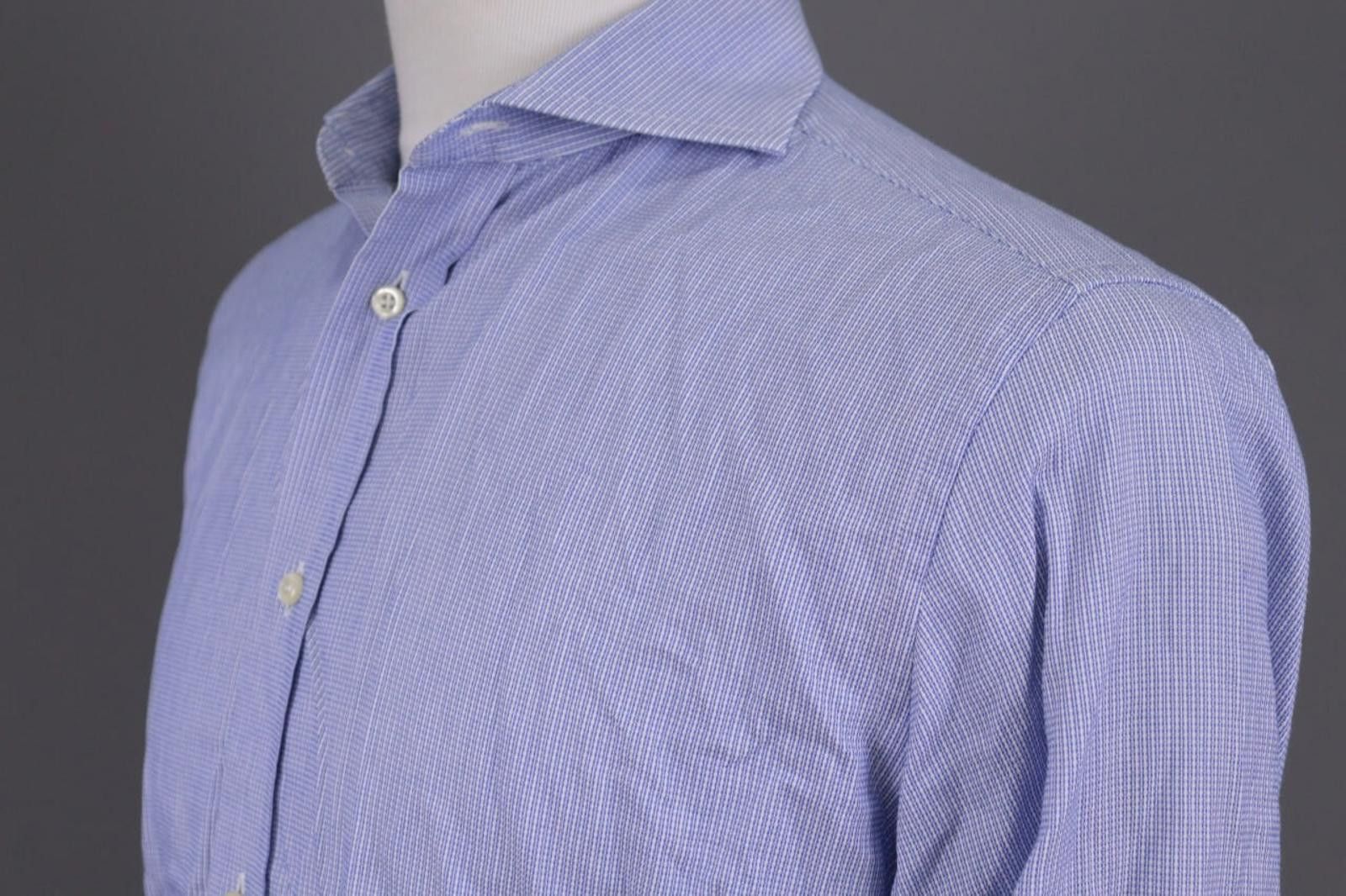 Designer Boggi Milano Tailored Fit Blue Button Down Shirt 41 / 16 Size US M / EU 48-50 / 2 - 7 Thumbnail