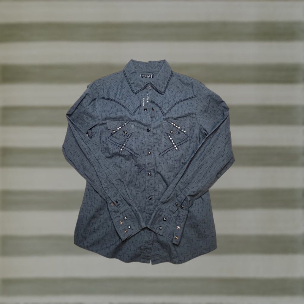 Vintage Cruel Girl Womens M Blue Floral Embroidered Back Long Sleeve Snap Western Shirt Size M / US 6-8 / IT 42-44 - 1 Thumbnail