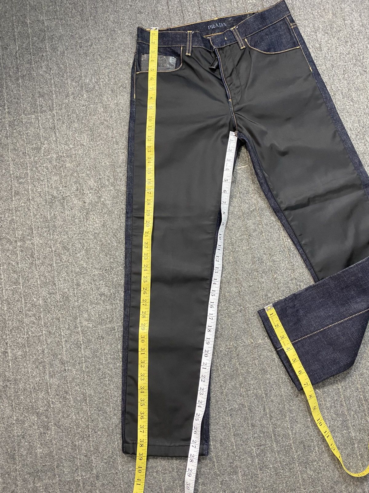 Prada Prada Italy Nylon Black Panel Selvedge Indigo Denim Jeans Size US 29 - 17 Thumbnail