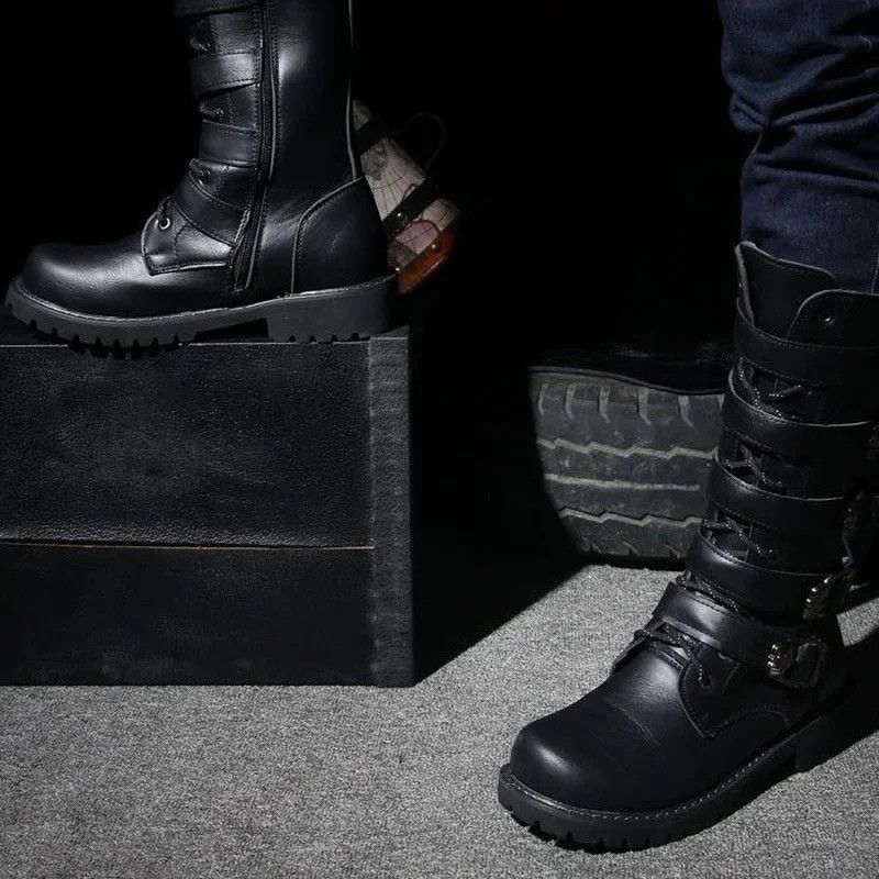 Leather Leather gothic punk style military outdoor boots Size US 10 / EU 43 - 4 Thumbnail