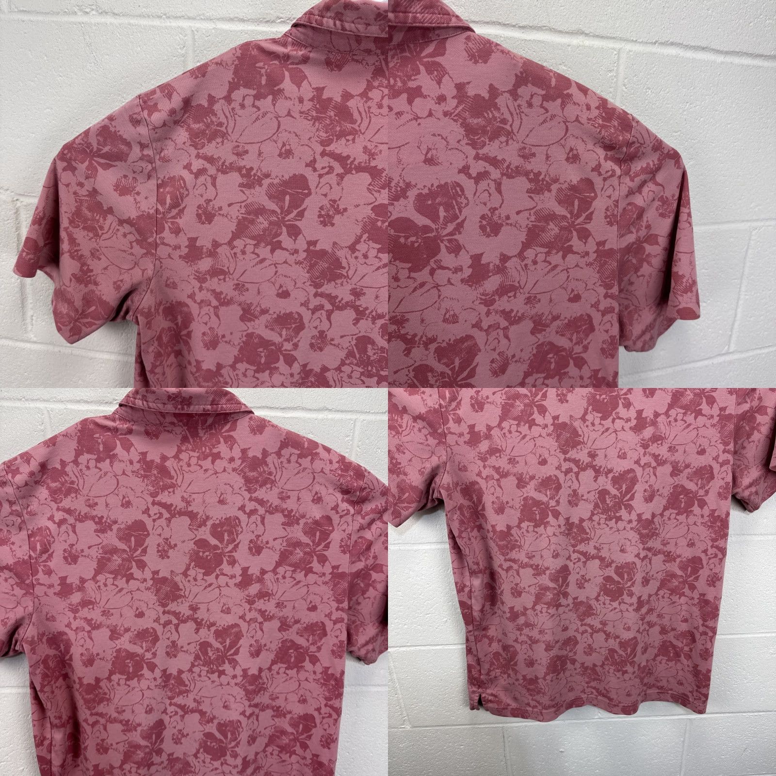 TravisMathew Travis Mathew Polo Mens Large Pink Floral Performance Golf Shirt Lightweight Shirt Mens Regular Pink Floral Golf Polo Size US L / EU 52-54 / 3 - 9 Thumbnail