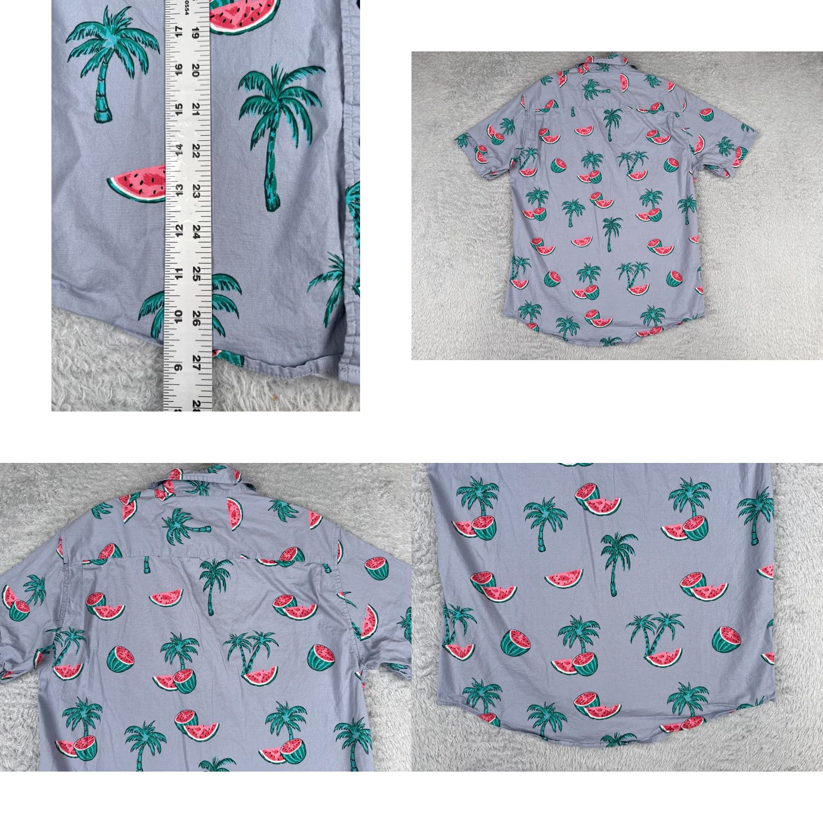Vintage Matix Shirt Men Medium Blue Watermelon Palm Tree Cotton Blend Hawaiian Button Up Size US M / EU 48-50 / 2 - 9 Thumbnail