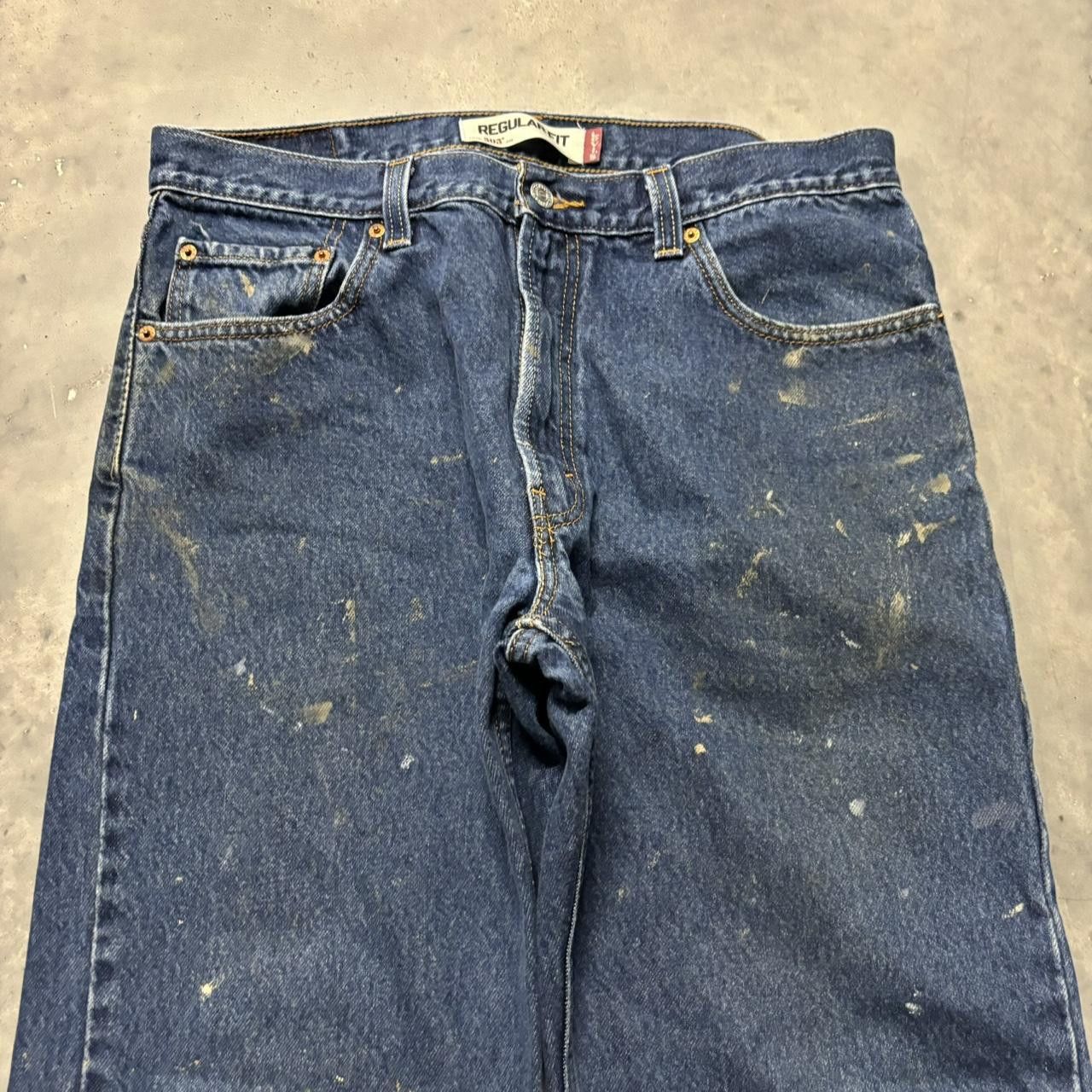 Levi's × Vintage Crazy Vintage Y2K/2000s Grunge Levi’s Dark Wash Paint Splatter Denim Jeans! Size US 34 / EU 50 - 5 Thumbnail