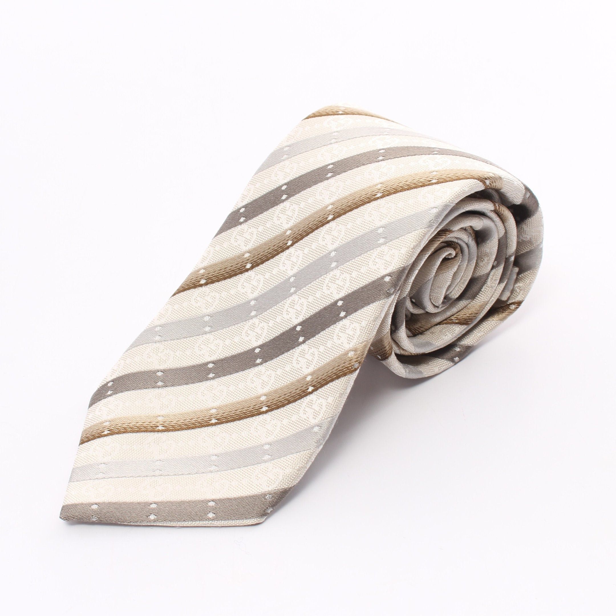 Gucci Felisa Gg Pattern Tie Silk Beige Multicolor