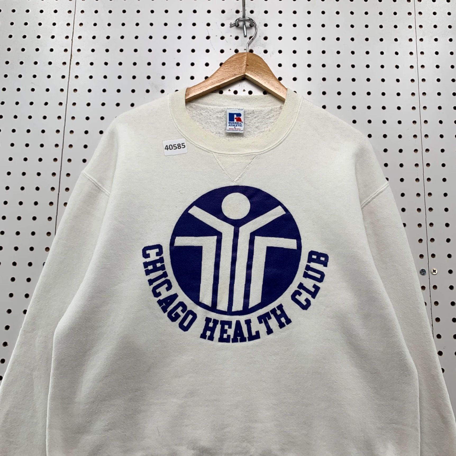Russell Athletic VINTAGE Chicago Health Club Crewneck Sweatshirt Mens Large White USA 90s Size US L / EU 52-54 / 3 - 4 Thumbnail