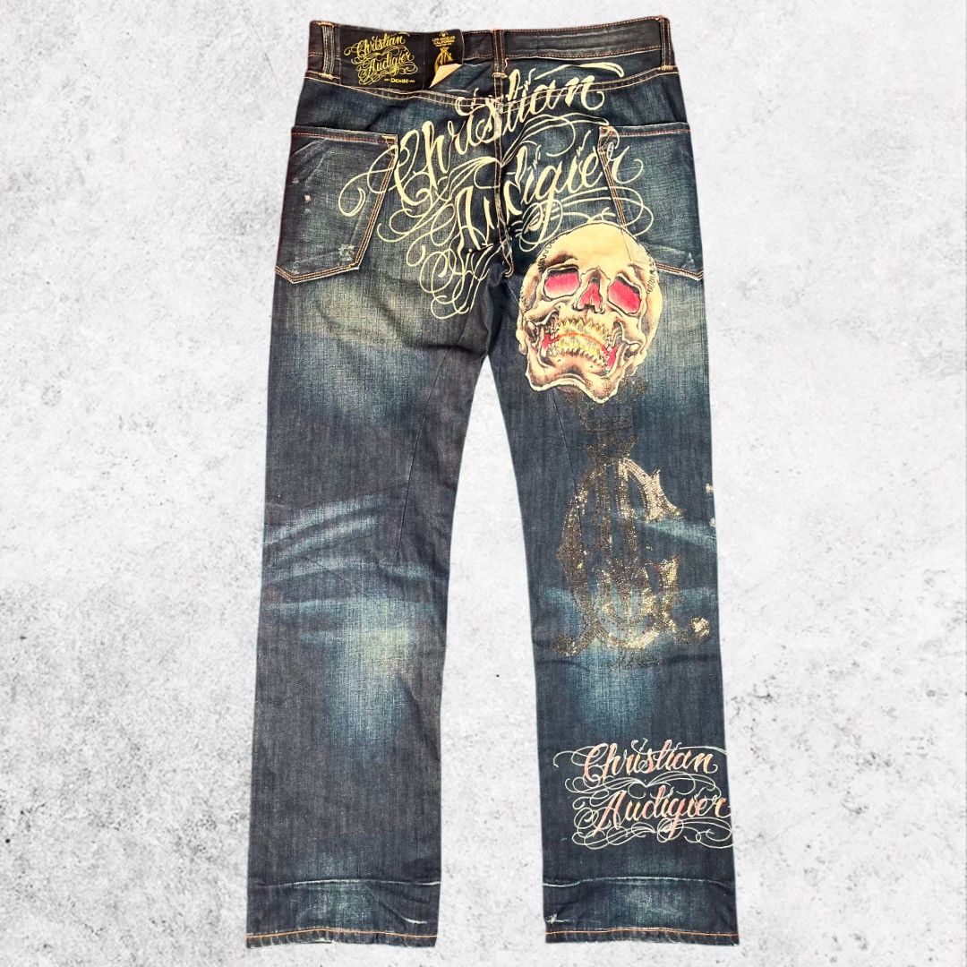 Christian Audigier Christian Audigier Jeans Skull Graphic Big Back Print Wide Size US 32 / EU 48 - 3 Thumbnail