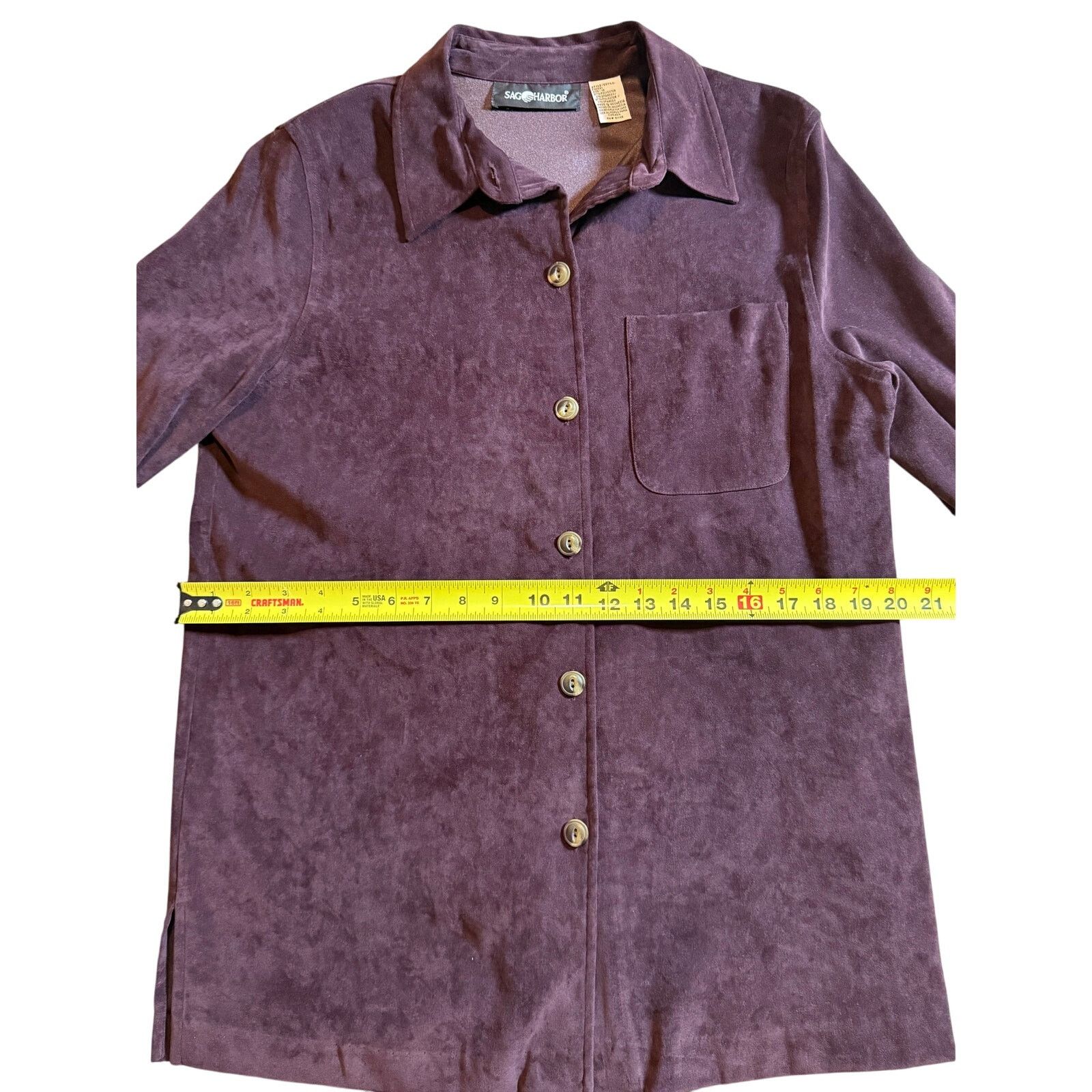 Vintage Vintage 90s Sag Harbor Faux Suede Purple Women's Blouse Size XL / US 12-14 / IT 48-50 - 3 Thumbnail