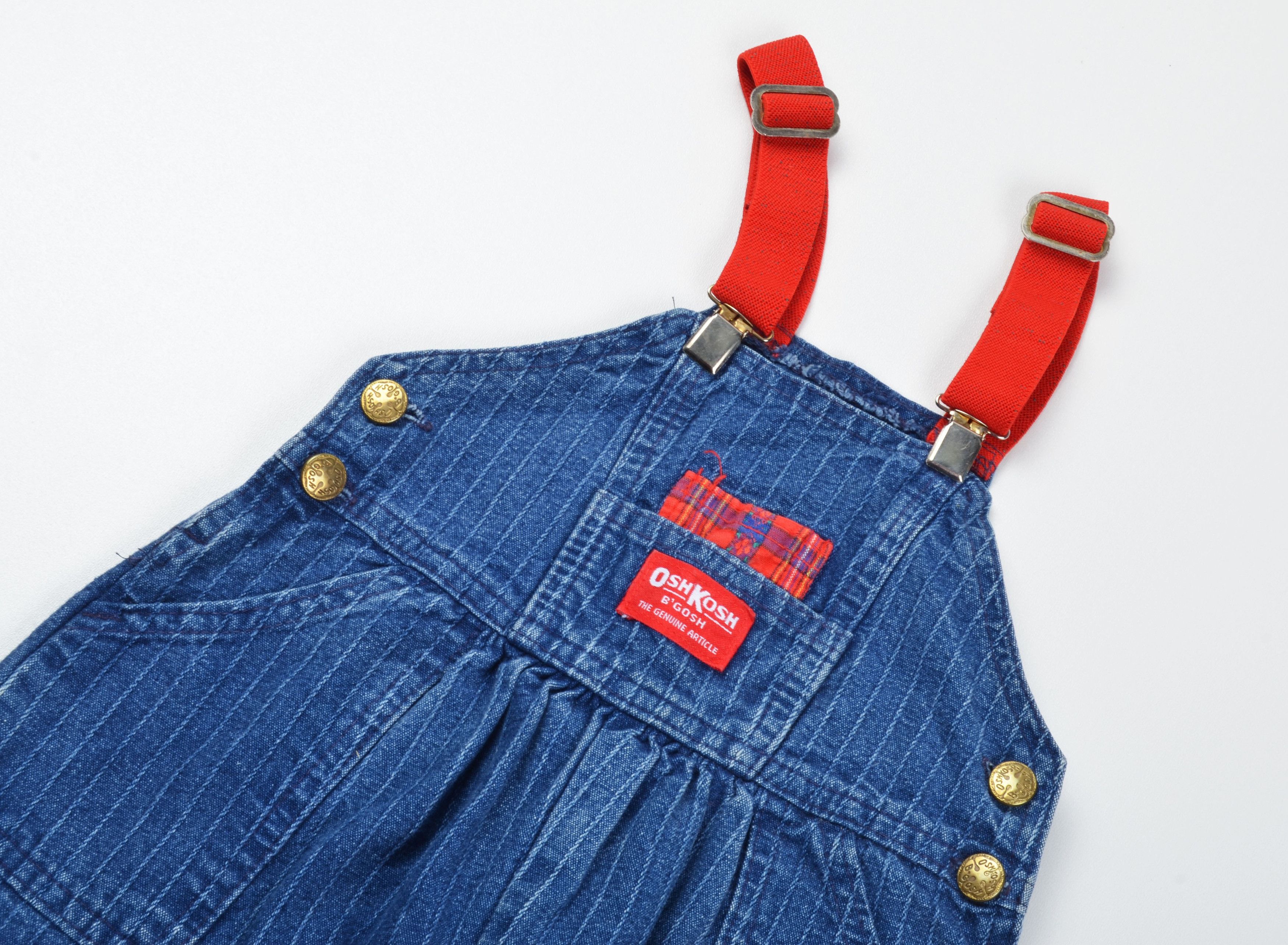 Oshkosh Vintage Oshkosh B’gosh Baby Striped Kitty Denim Overalls Size XXS / US 00 / IT 34 - 3 Thumbnail