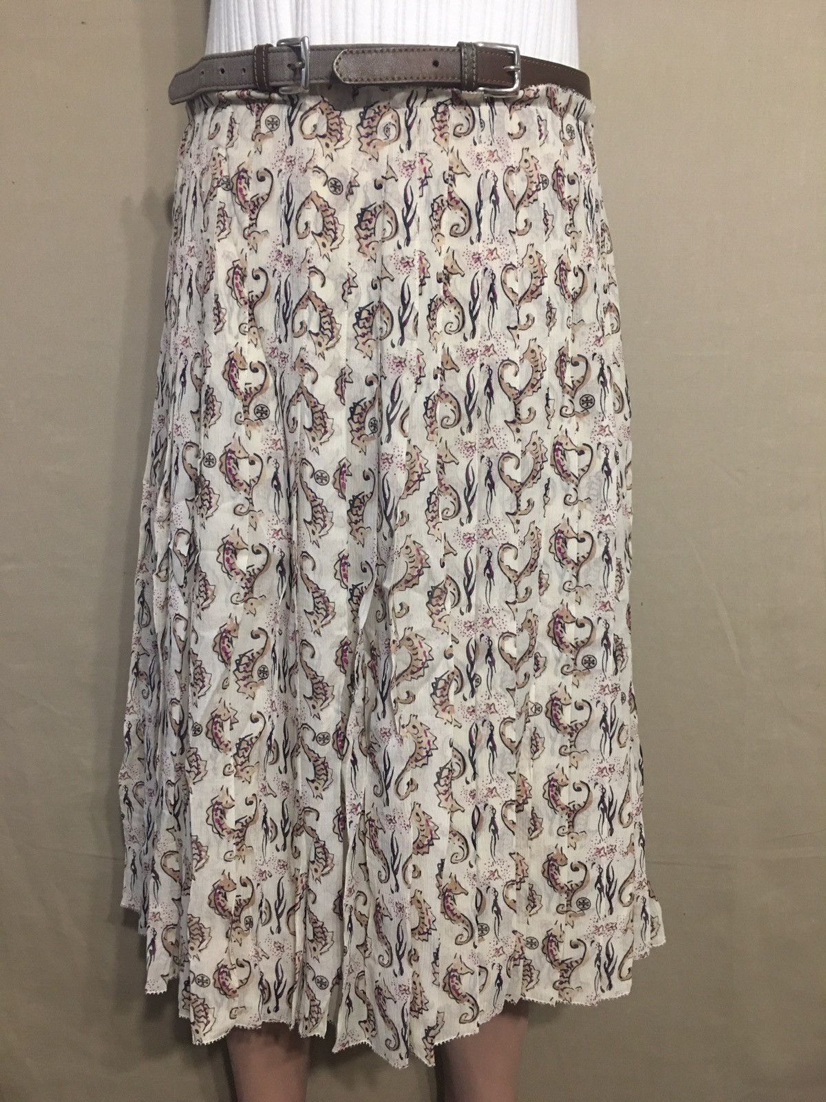 Tory Burch Tory Burch Pleated Silk Seahorse Print Skirt Size UK 8 Size 27" / US 4 / IT 40 - 2 Thumbnail