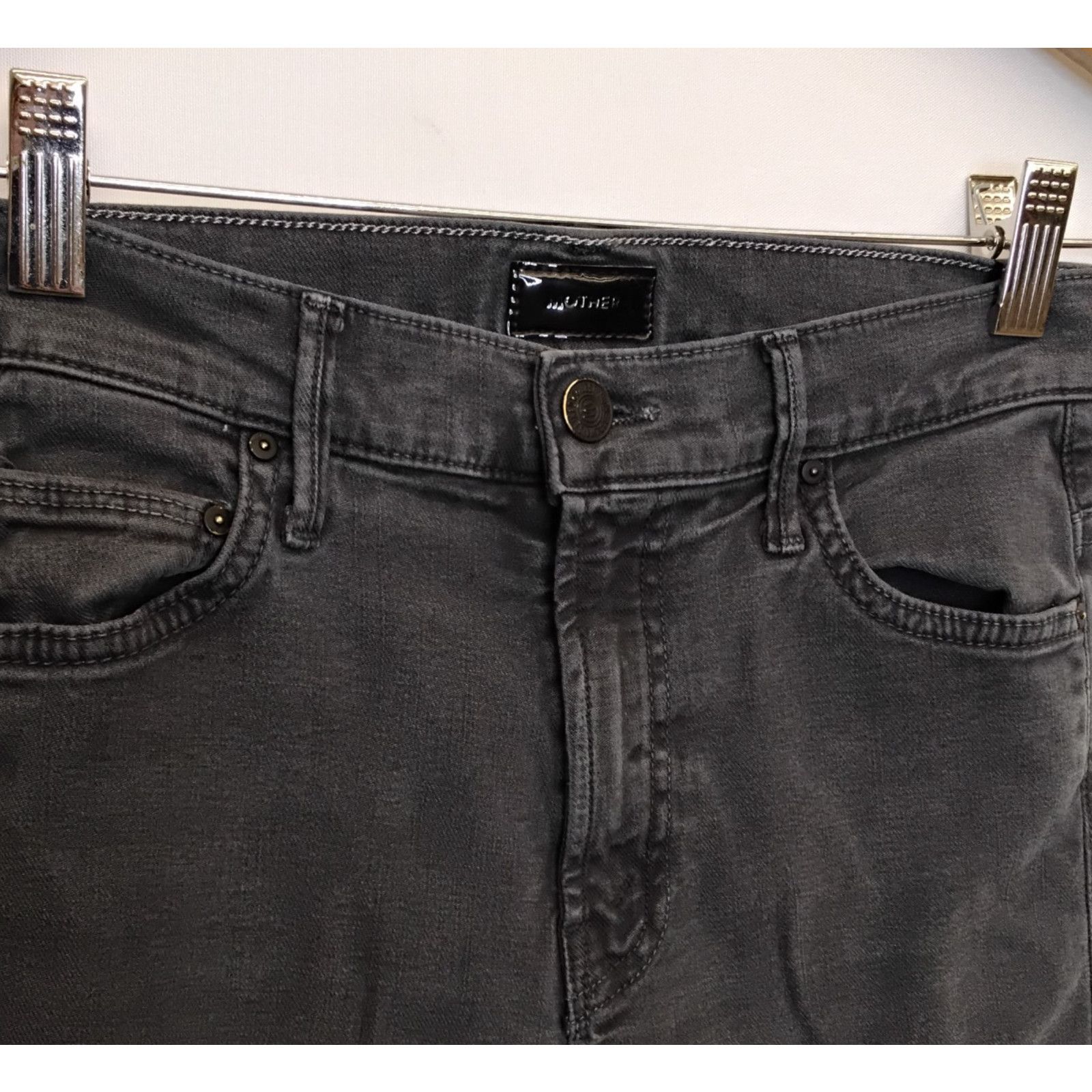 MOTHER Mother the Insider Crop Jeans Women's 25x24 Gray Faded Black Size 25" / US 0 / IT 36 - 4 Thumbnail