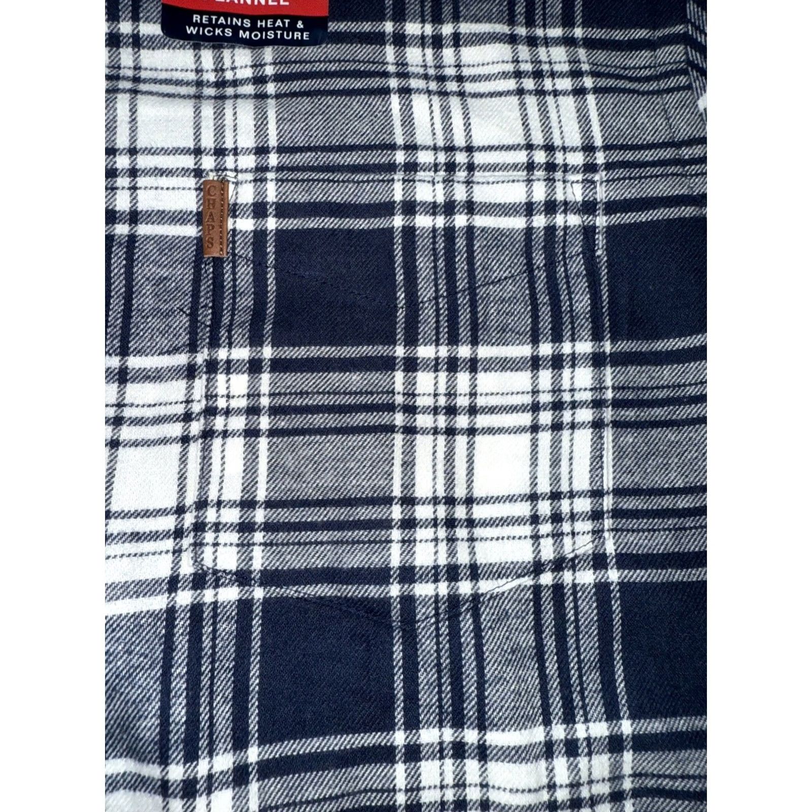 Chaps Chaps Performance Flannel Shirt Men’s M Navy Blue Plaid Button-Up NWT Size US M / EU 48-50 / 2 - 7 Thumbnail
