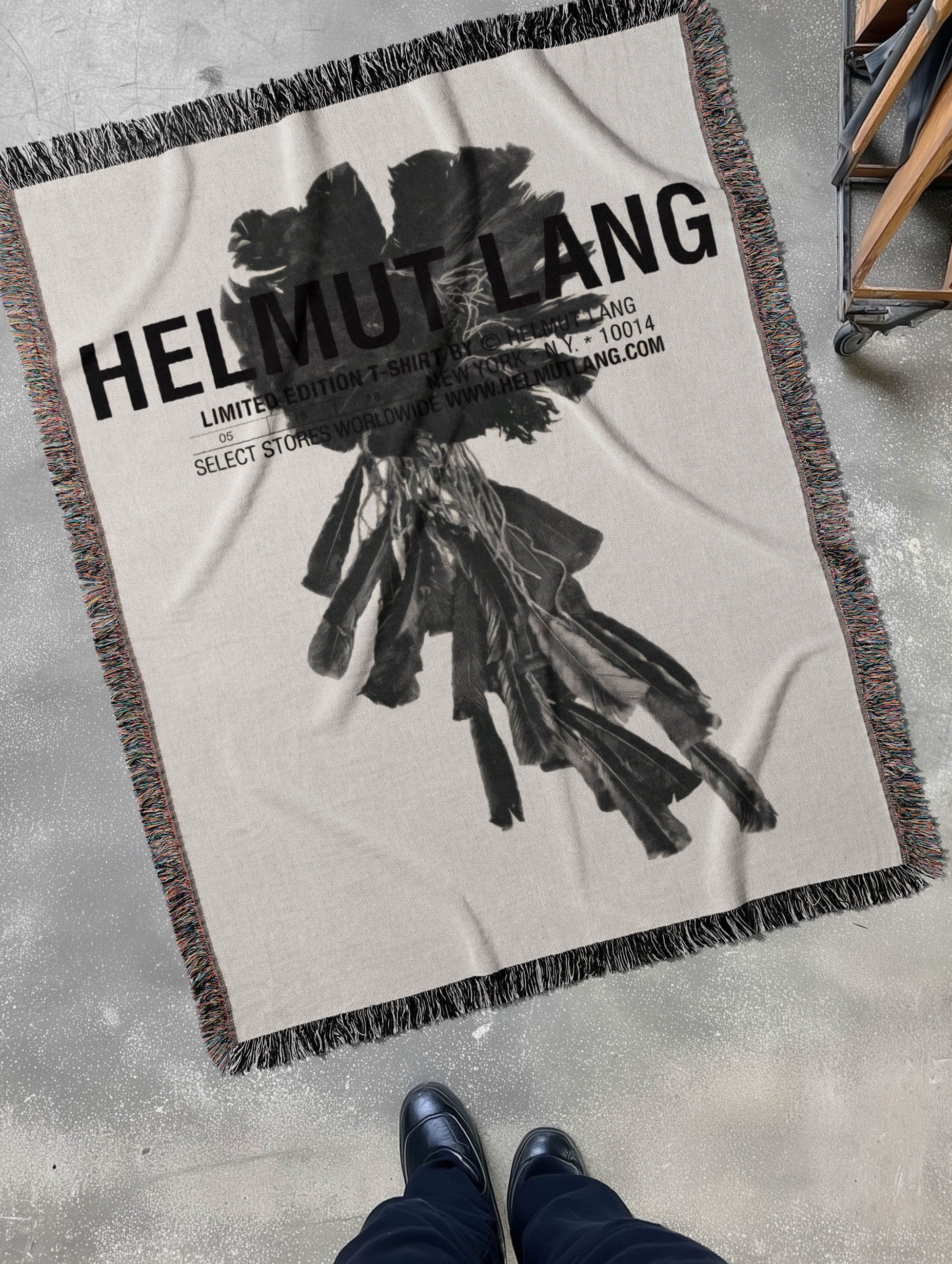 Helmut Lang 90s Helmut Lang Blanket Woven Jacquard Art Fashion Gift Logo Size ONE SIZE - 1 Thumbnail