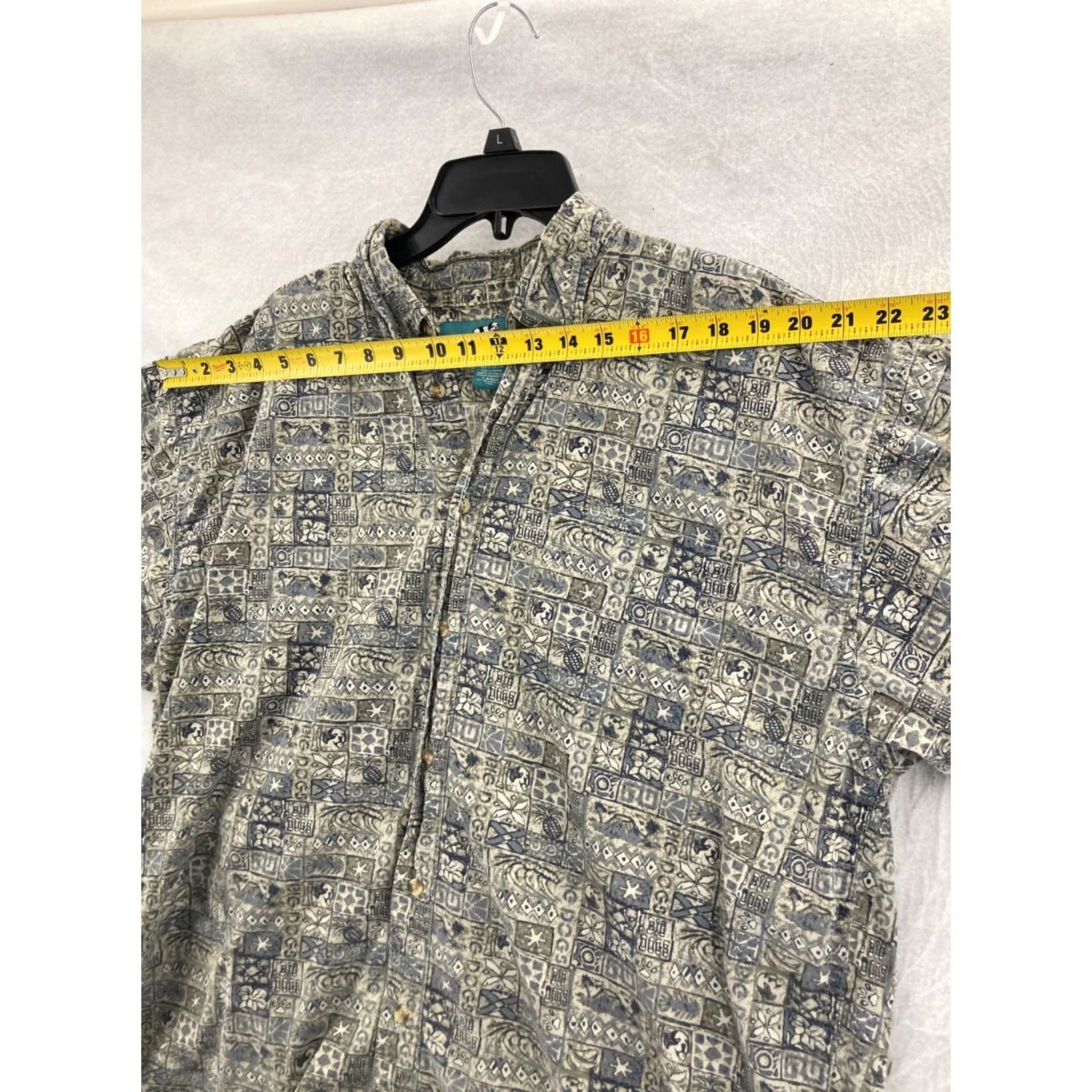 Big Dogs BIG DOGS Shirt Mens L Gray Cotton Button-Up Short Sleeve Collared All Seasons Dog Theme Size US L / EU 52-54 / 3 - 5 Thumbnail