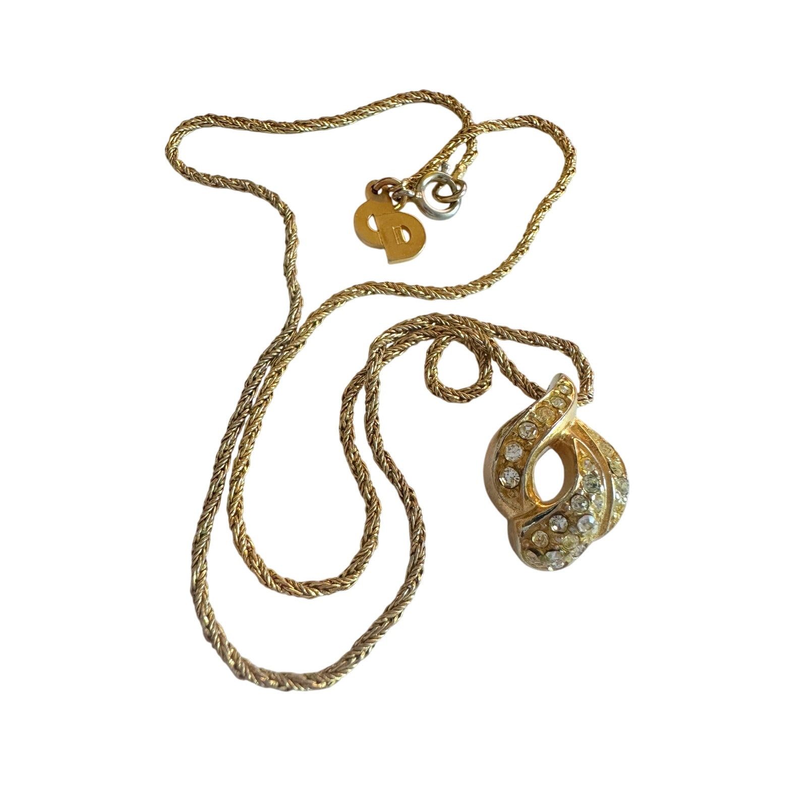 Dior Christian Dior Rhinestone Gold Plate Necklace 16" Size ONE SIZE - 4 Thumbnail