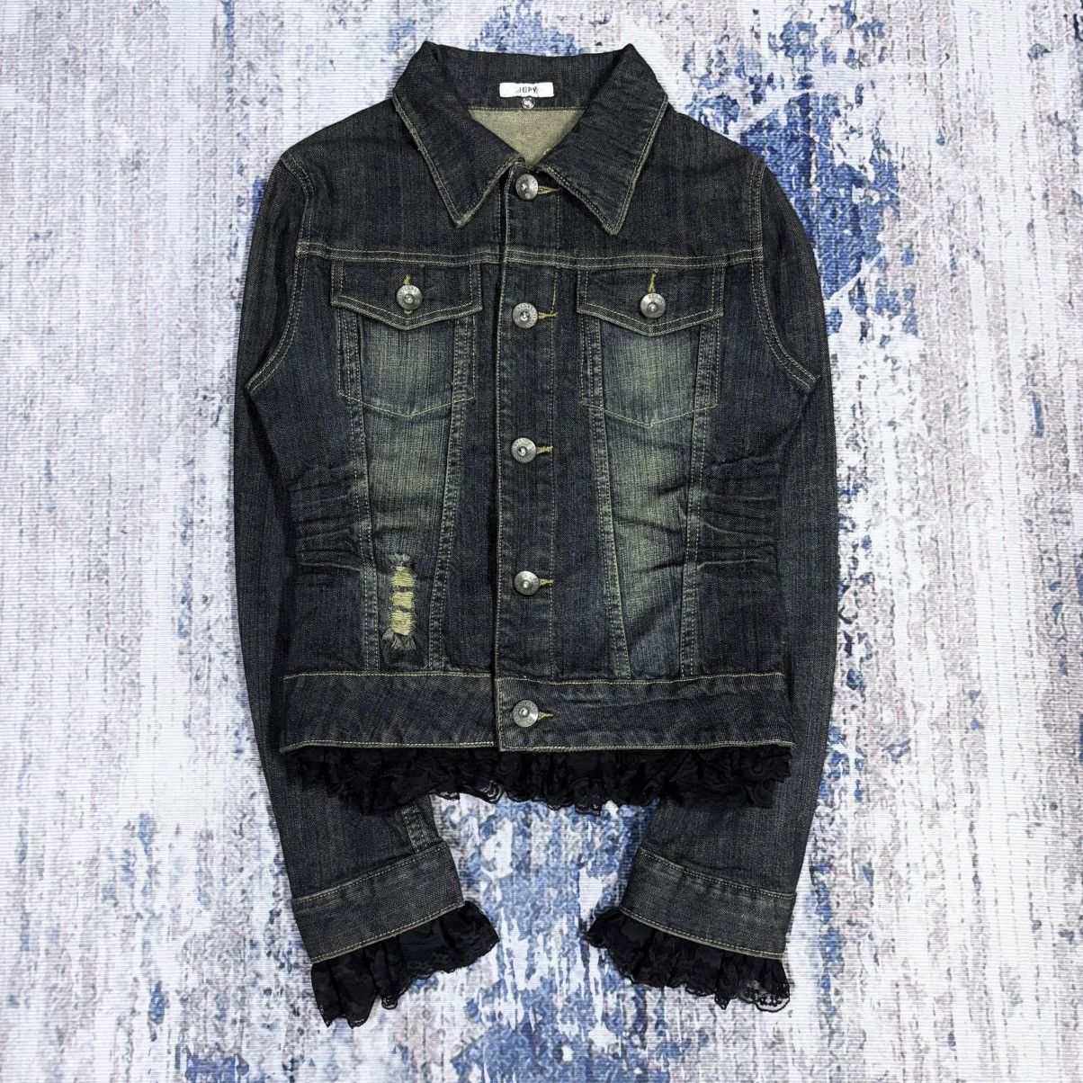 REGASS WOMEN TYPE 2 DENIM DISTRESSED FADED PUNK STYLE JACKET
