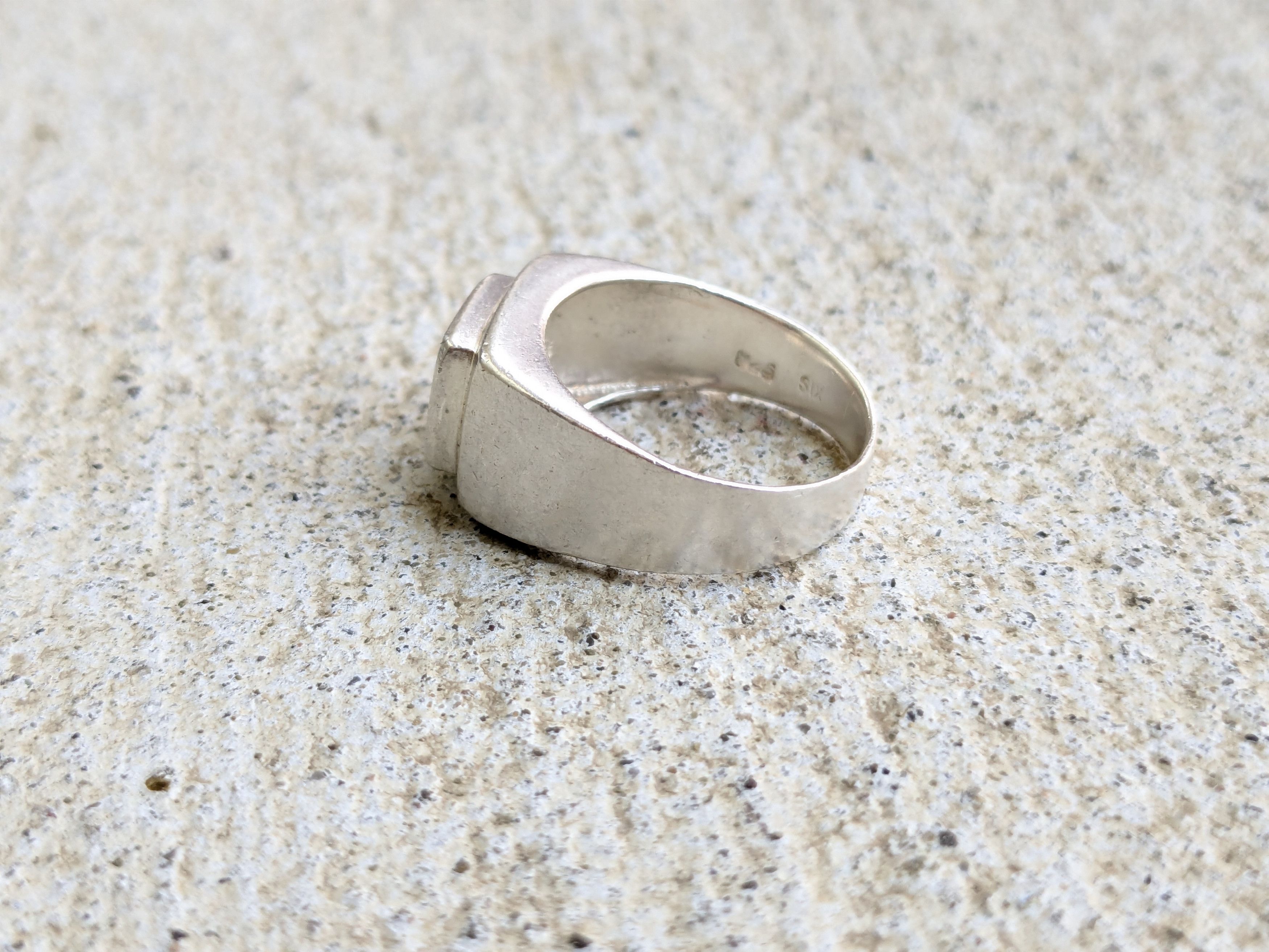 Jewelry Vintage Sterling Silver Ring 7 CZ Rectangle Abstract Modern Size ONE SIZE - 4 Thumbnail