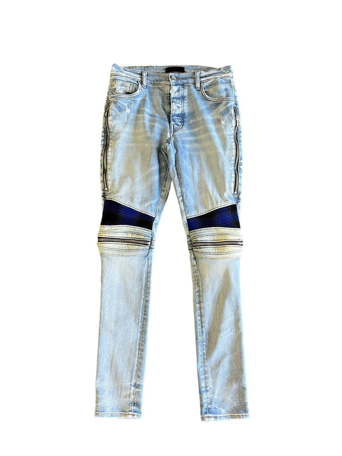 Amiri Amiri MX2 Blue Plaid Patch Jeans Clay Indigo Size 32 Used | Grailed