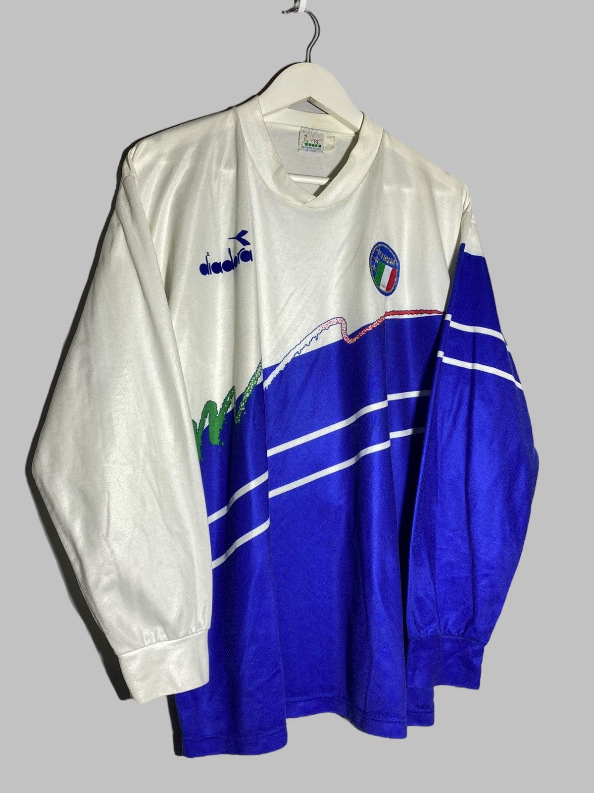 Diadora Italy Football Shirt Soccer Jersey 1990-92 Long Sleeve Size US L / EU 52-54 / 3 - 3 Thumbnail