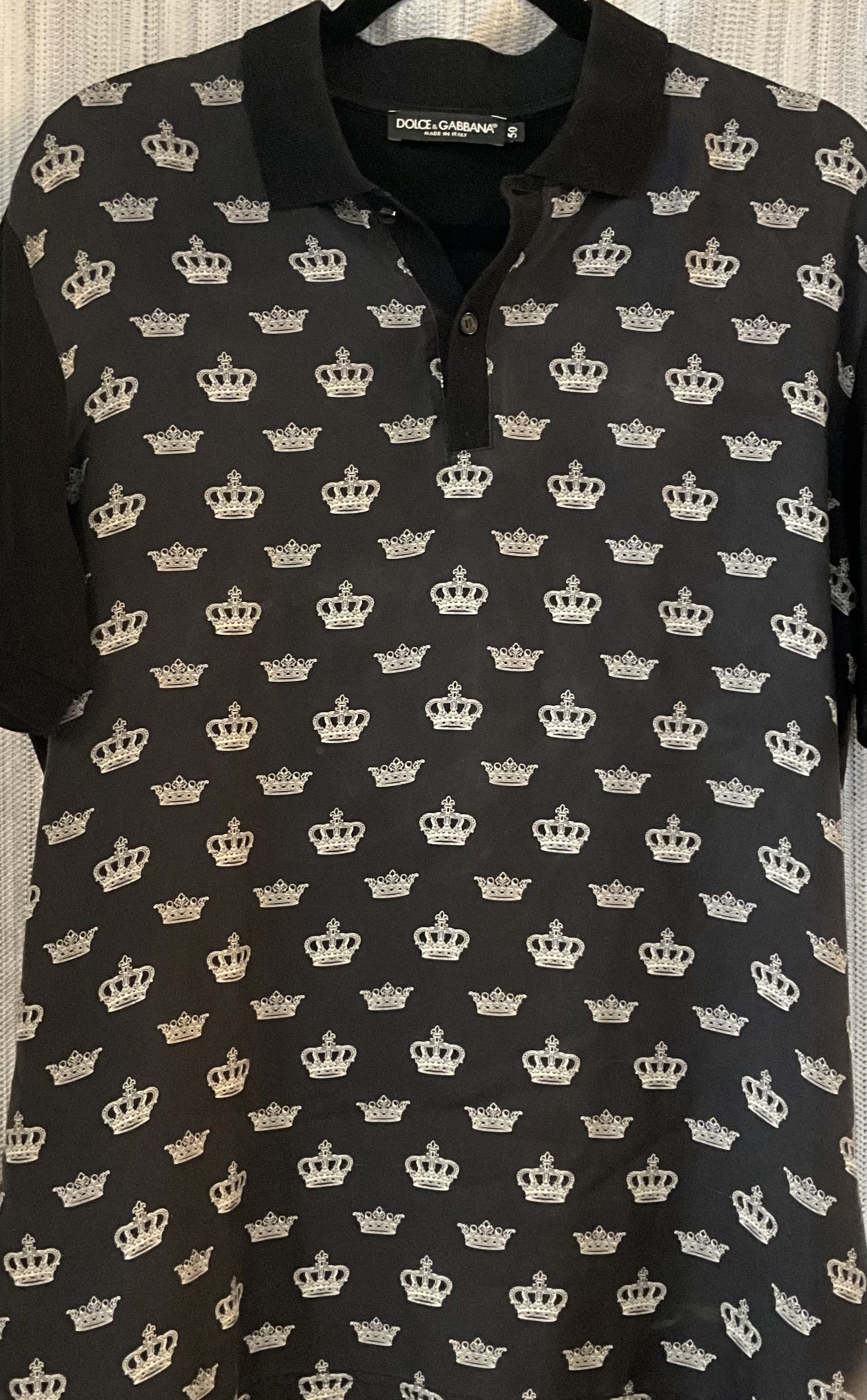 Dolce & Gabbana Dolce & Gabbana Black Multi Fabric Crown-Print Polo Size 50) Size US M / EU 48-50 / 2 - 2 Thumbnail