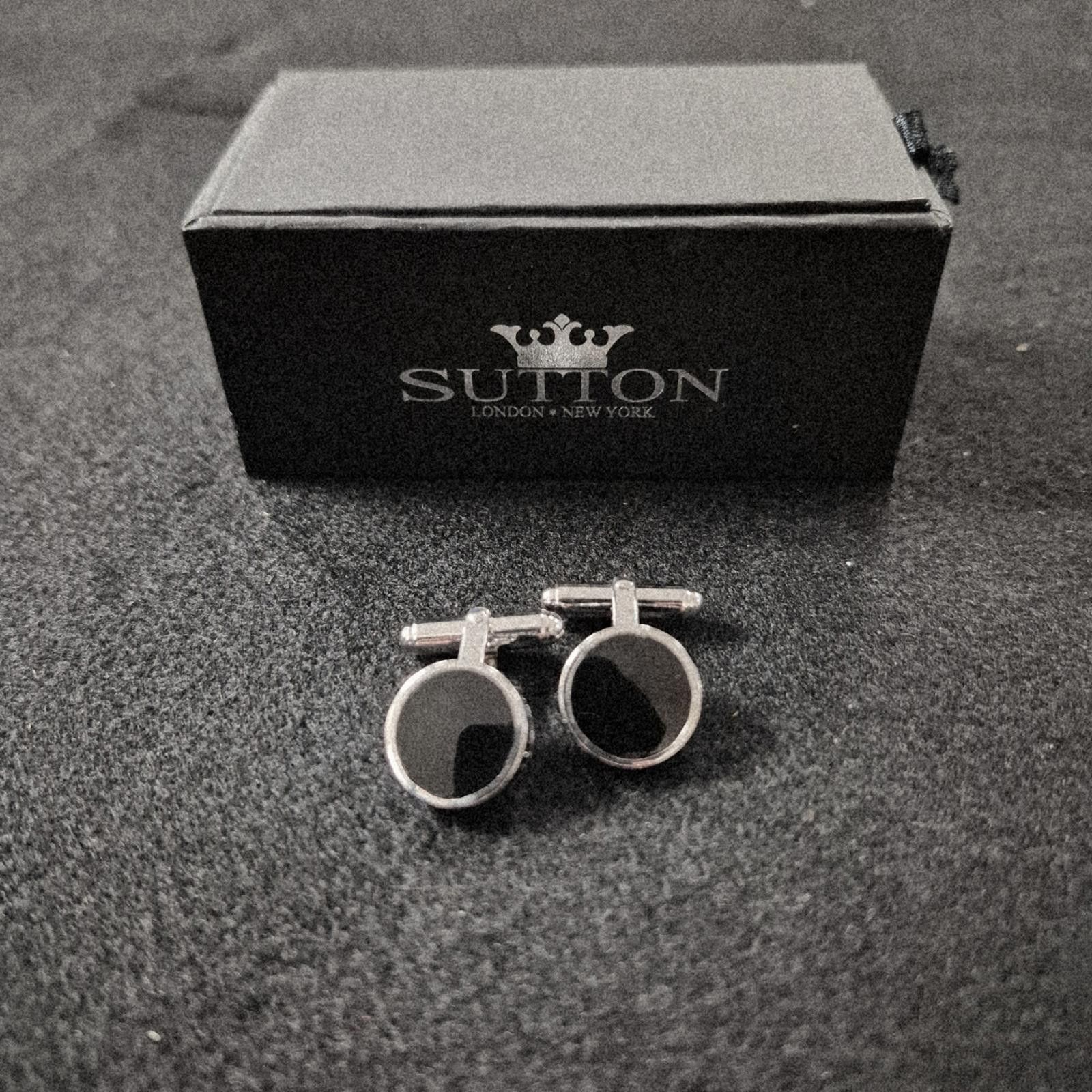 Other Sutton by Rhona Sutton Mother of Pearl & Black CZ Cufflinks Size ONE SIZE - 3 Thumbnail