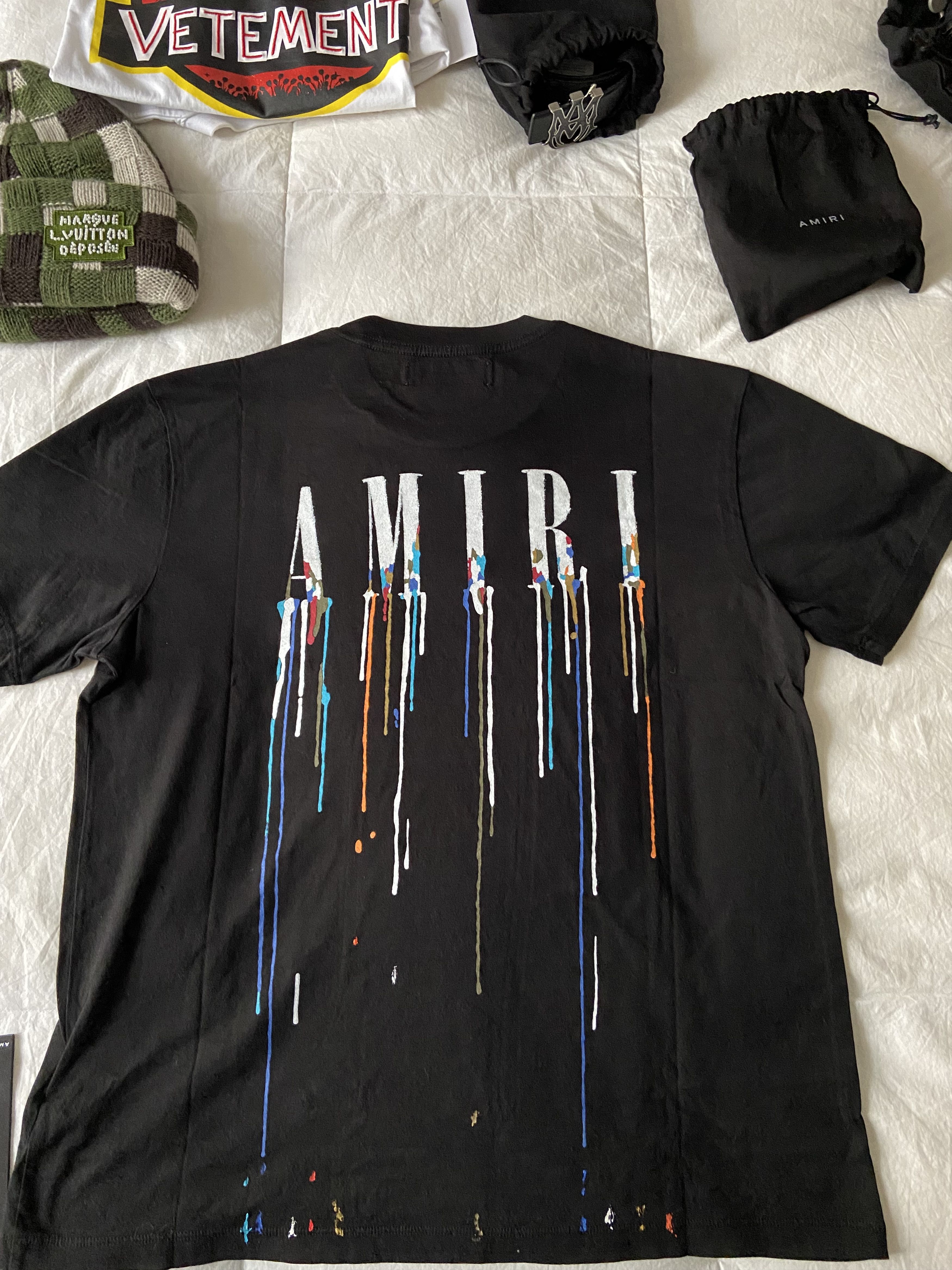 Image of Amiri Paint Drip T-Shirt in Black, Men's (Size Small)