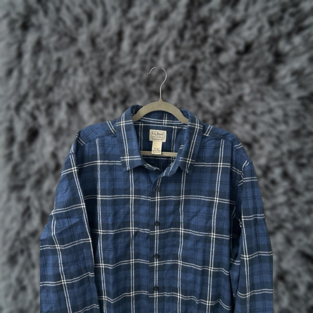 Vintage LL Bean Scotch Plaid Flannel Shirt Mens XL Tall Blue Traditional Fit L/S Button-Up Pockets Cotton 100% Classic Outdoor Casual Men Size US XL / EU 56 / 4 - 1 Thumbnail