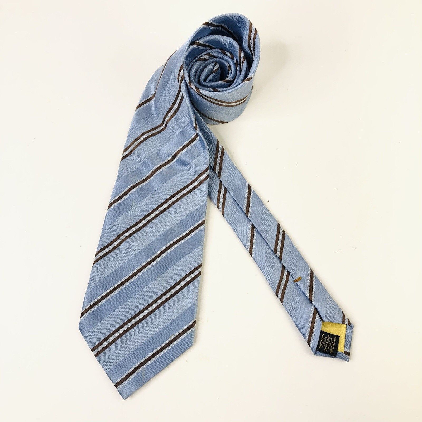 Donald Trump Donald J. Trump 100% Silk Men Tie Striped Blue Size ONE SIZE - 1 Thumbnail