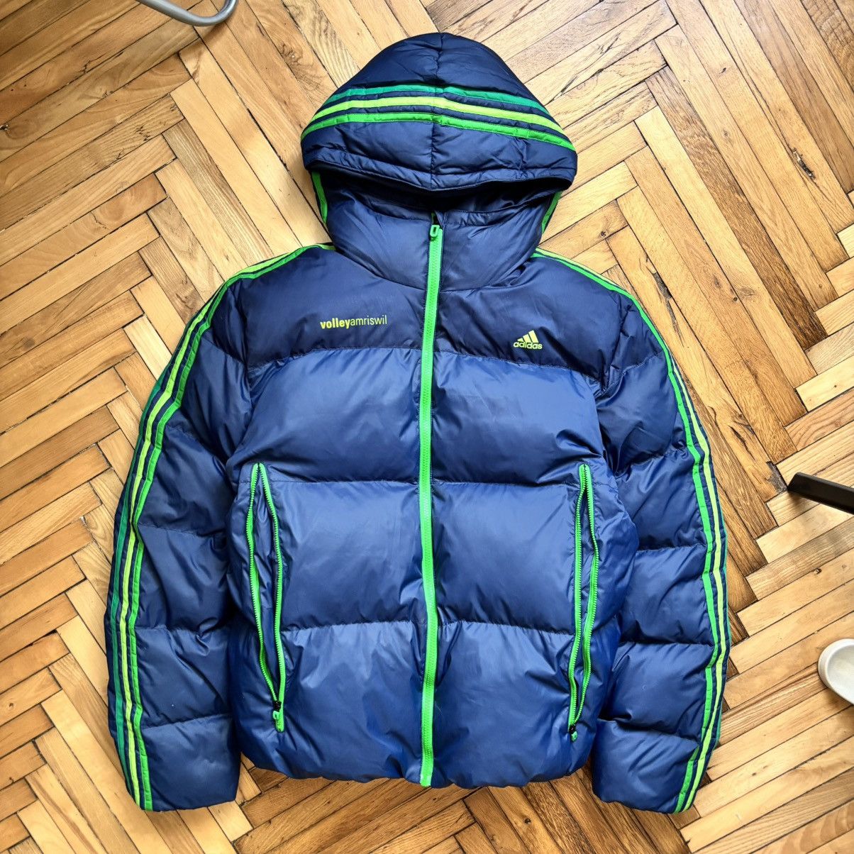 Vintage Adidas Puffer Down Jacket 3 stripes oversize baggy