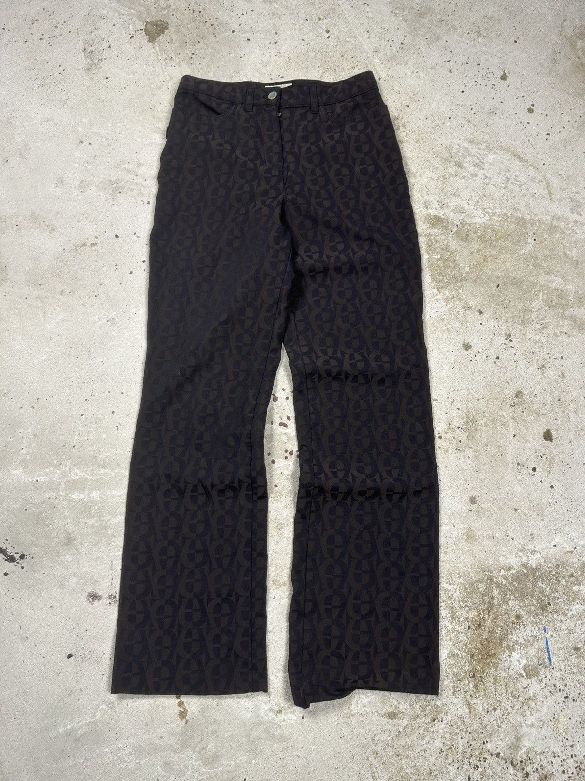 Aigner Vintage 90s Aigner Monogram Nylon Bootcut Flare Pants Size 30" / US 8 / IT 44 - 1 Thumbnail
