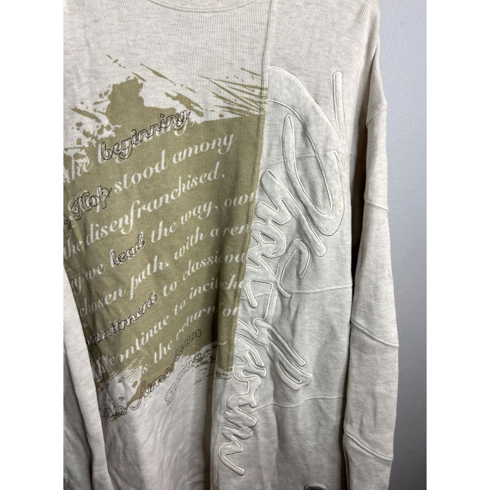 Phat Farm Phat Farm Shirt Mens L Cream Waffle Knit Thermal Long Sleeve Embroidered Crew Neck Graphic Print Streetwear Hip Hop Mens Size US L / EU 52-54 / 3 - 2 Thumbnail