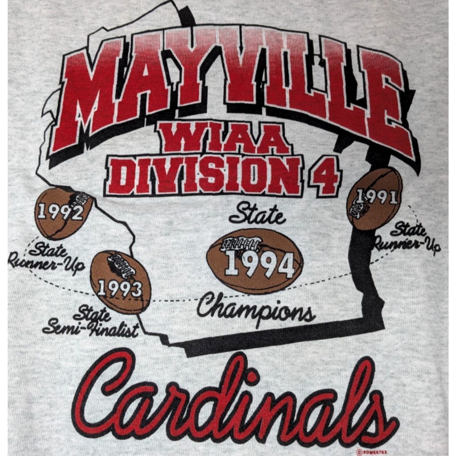 Fruit Of The Loom VINTAGE Mayville WIAA Division 4 Cardinals Football Wisconsin L Large Sweatshirt Size US L / EU 52-54 / 3 - 5 Thumbnail