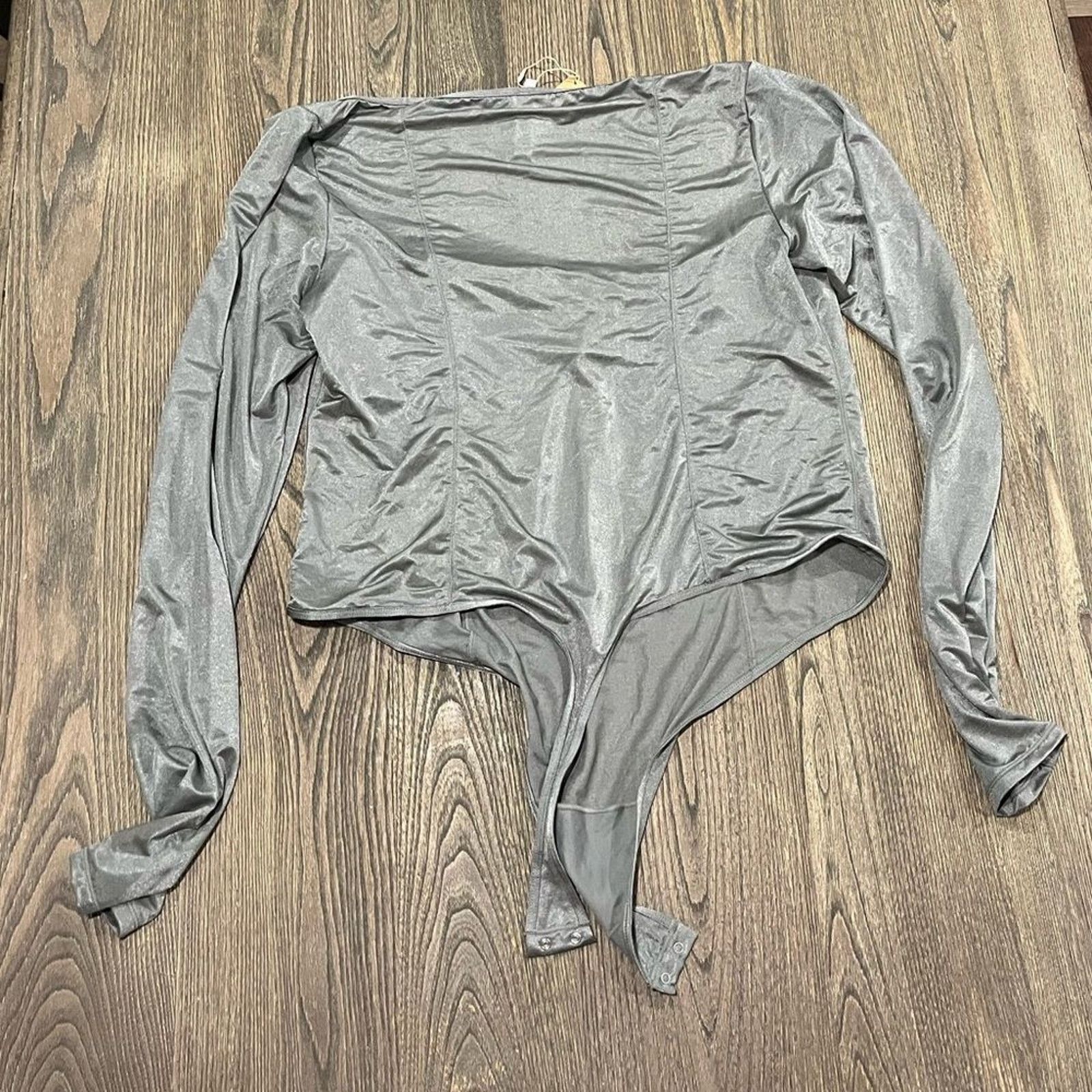 SKIMS Skims Glissenette Long Sleeve Bodysuit Scoop Neck Thunder 4X Size 4XL / US 24-26 - 5 Thumbnail