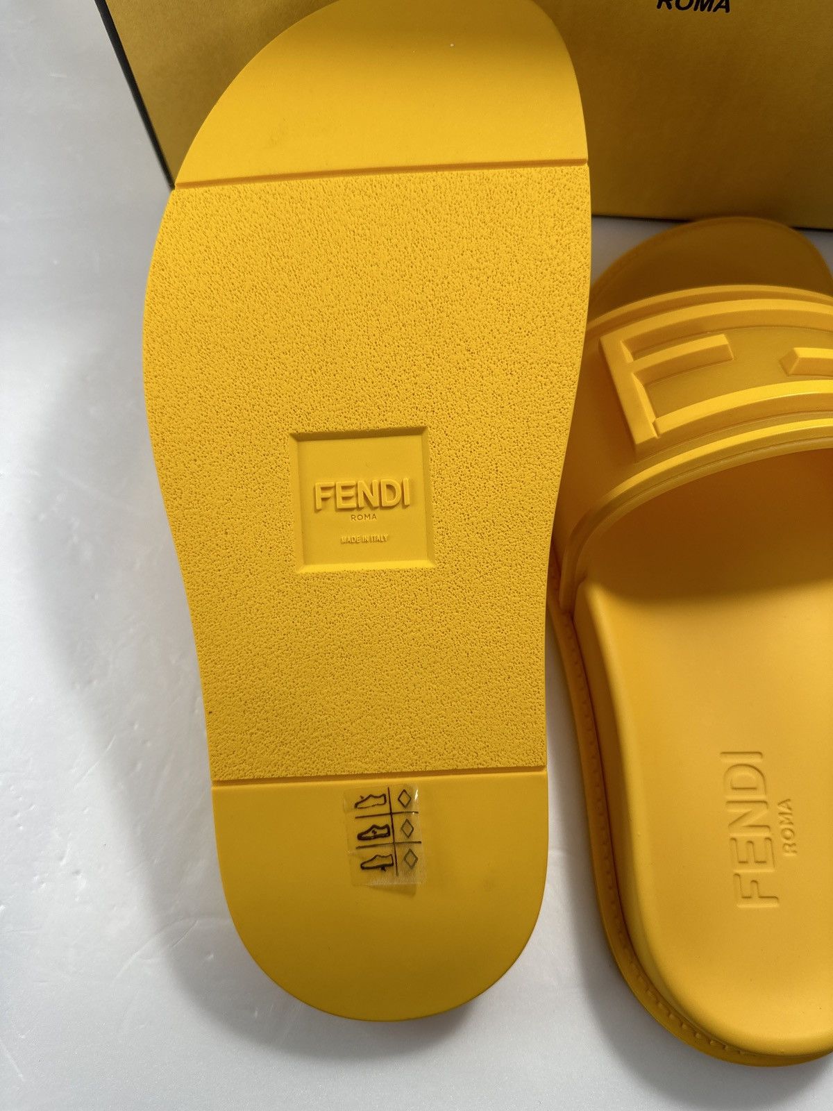 Fendi NEW - FENDI Logo-Embossed Baguette Rubber Slide Sandals - Ye Size US 7.5 / EU 40-41 - 13 Thumbnail