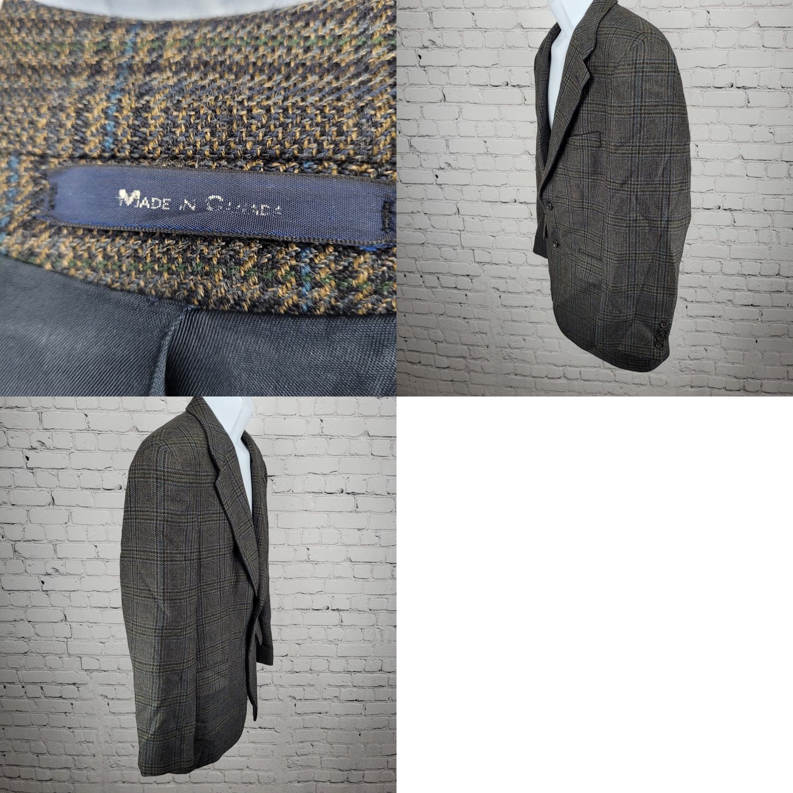 Chaps Chaps Ralph Lauren Blue 100% Wool 2 Button Vented Notch Blazer Sport Coat 40S Jacket Single-Breasted Wool Check Mens Size 40R - 10 Thumbnail