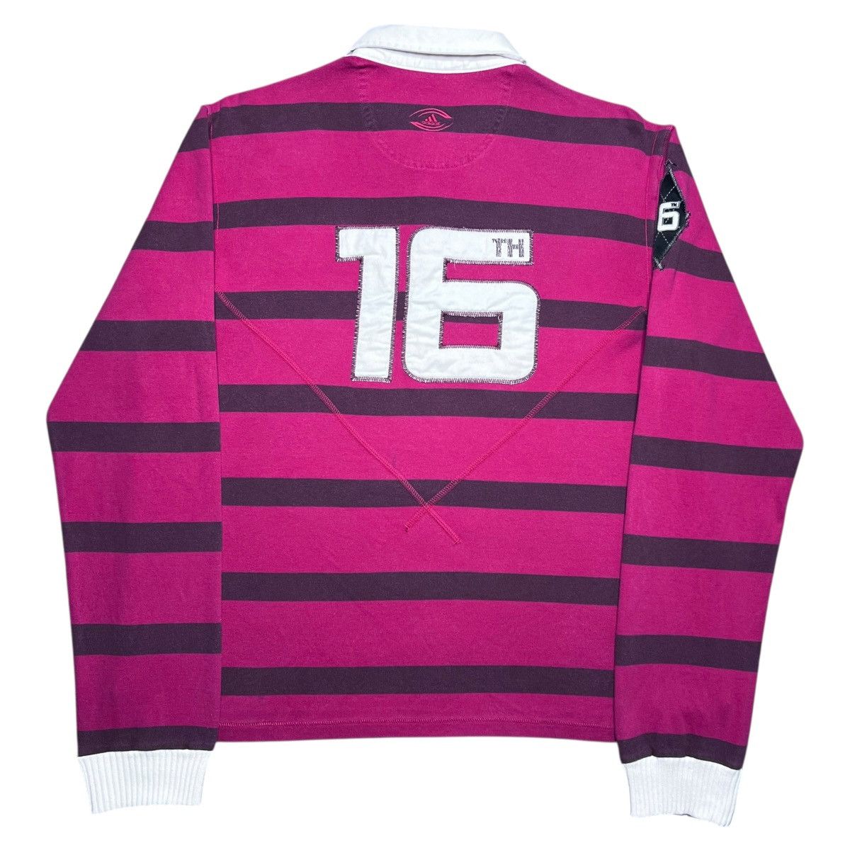 Adidas Vtg 2010 Adidas Striped Number 16 Rugby Long Sleeve Shirt Size US L / EU 52-54 / 3 - 2 Thumbnail