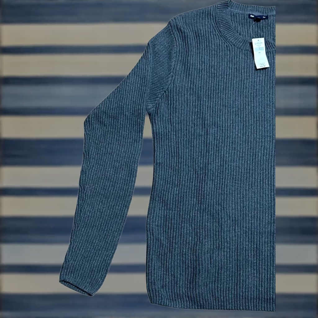 Gap Gap 2XL Knit Pullover Sweater Gray Crew Neck Mens NWT 100% Cotton Vintage Preppy L/S Size US XXL / EU 58 / 5 - 1 Thumbnail