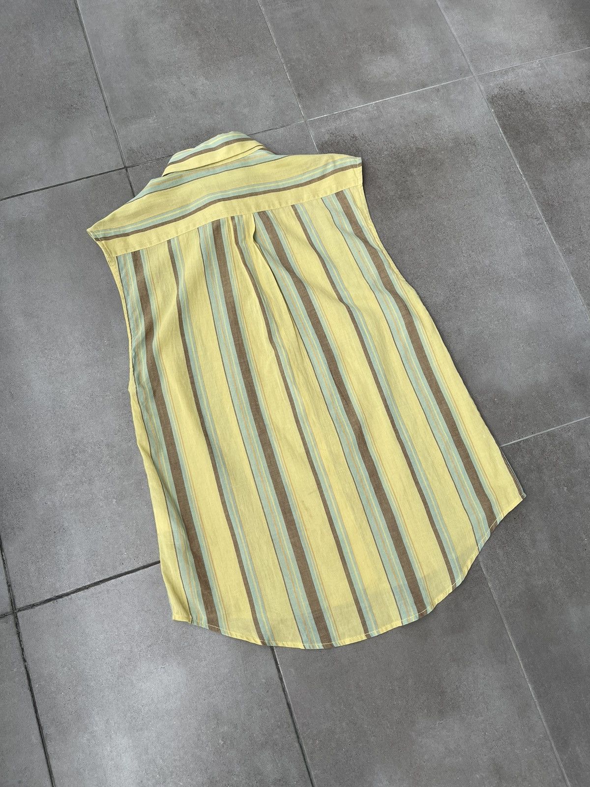 Viktor & Rolf !DS! SS20 Viktor & Rolf Stripe Print Yellow Sleeveless Shirt Size US S / EU 44-46 / 1 - 10 Thumbnail