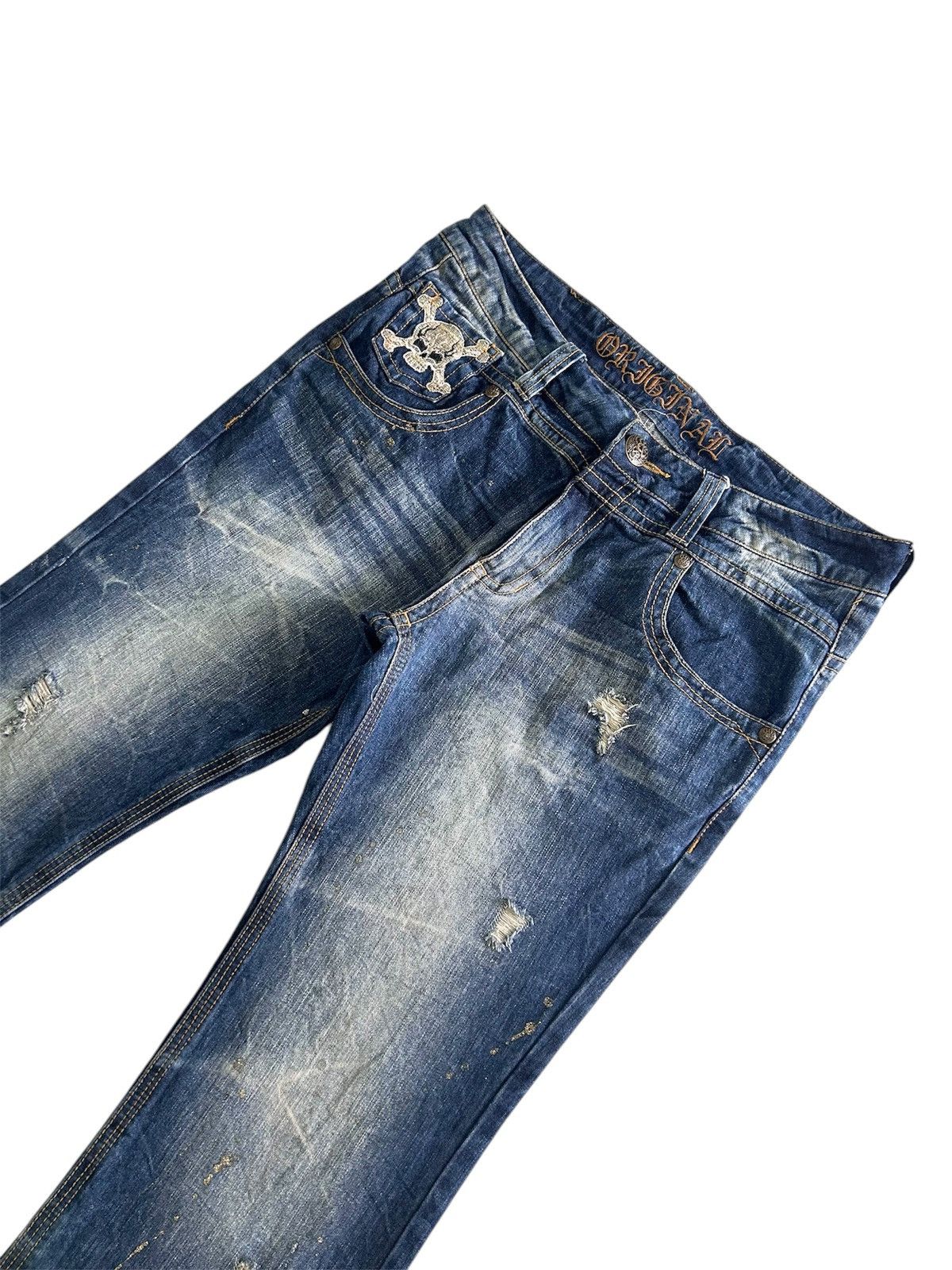 Japanese Brand × Vintage Vintage Japanese Distressed Denim Skull Patches Jeans Size US 35 - 3 Thumbnail
