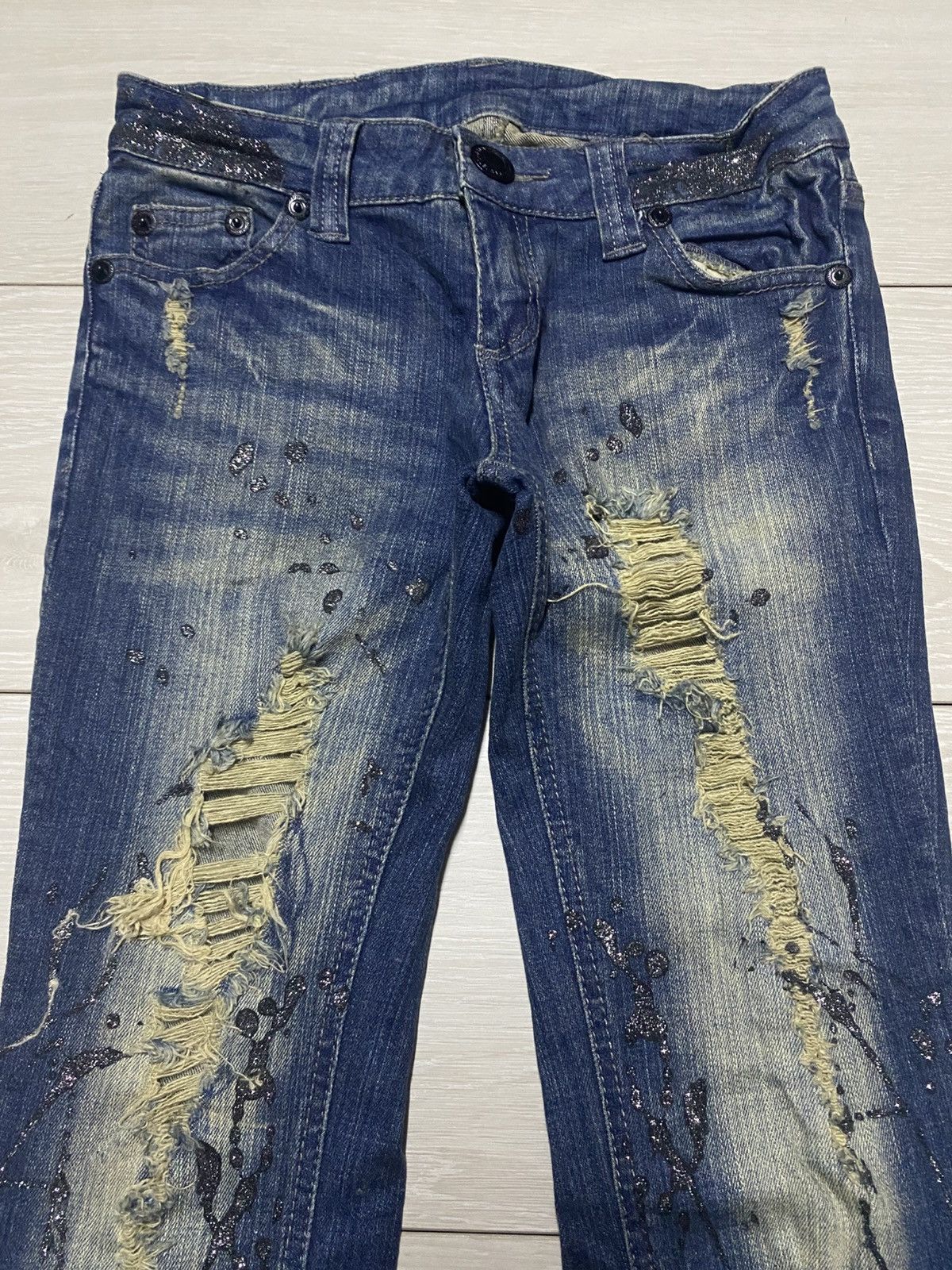 Japanese Brand Japanese Back & Forth Splatter Distressed Skinny Jeans Size US 28 / EU 44 - 3 Thumbnail